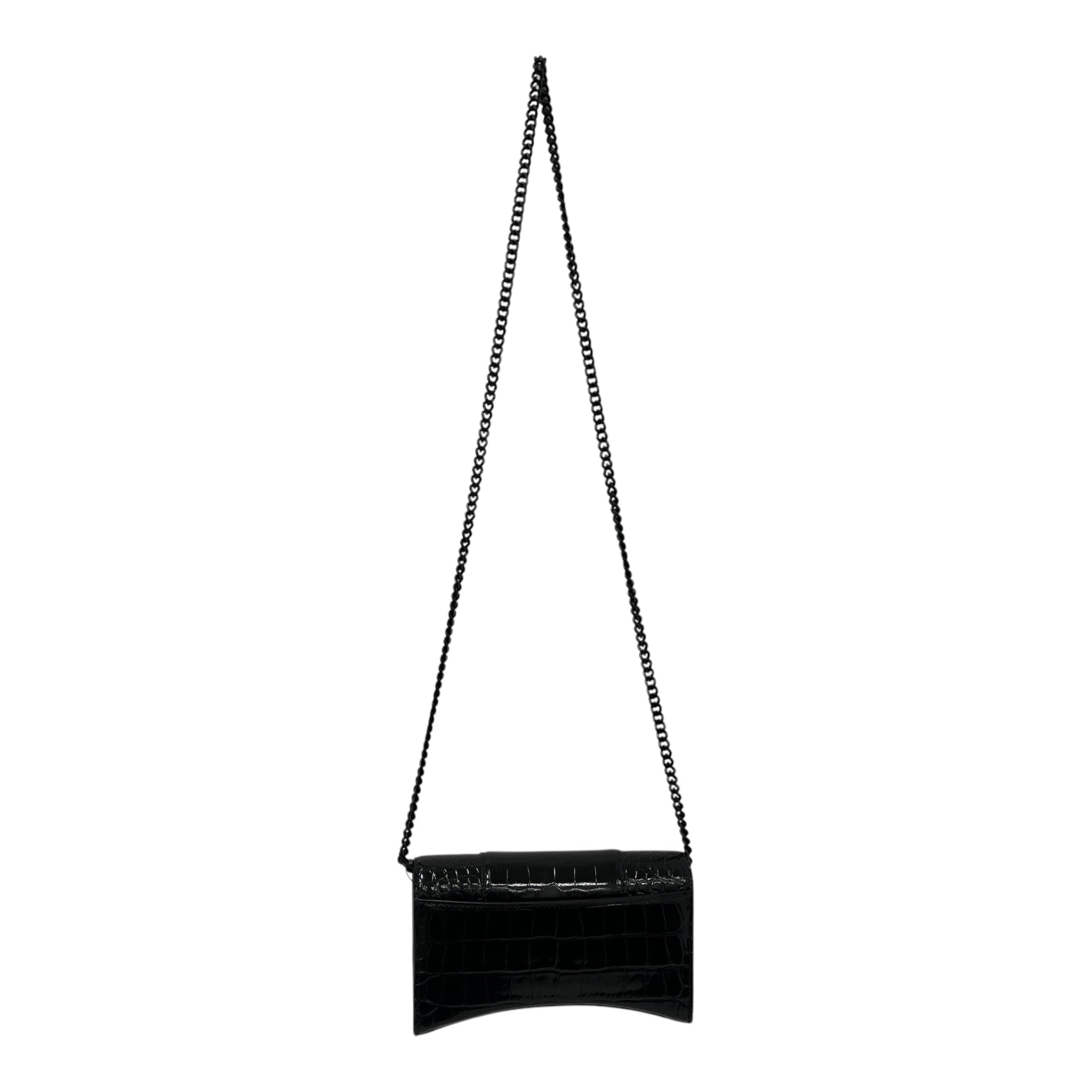 BALENCIAGA/Hand Bag/Leather/BLK/Croc Embossed Hourglass 1LR67 view 2
