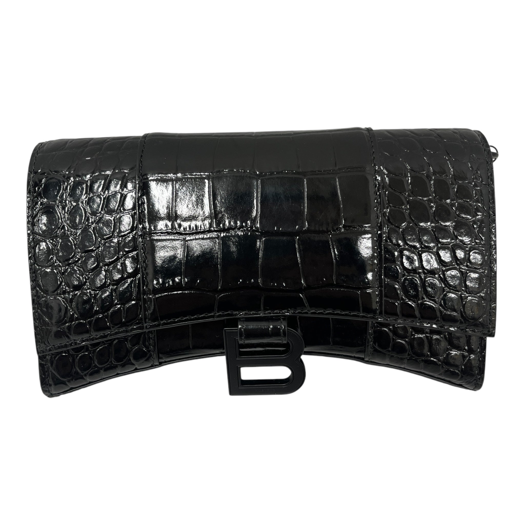 BALENCIAGA/Hand Bag/Leather/BLK/Croc Embossed Hourglass 1LR67 view 3