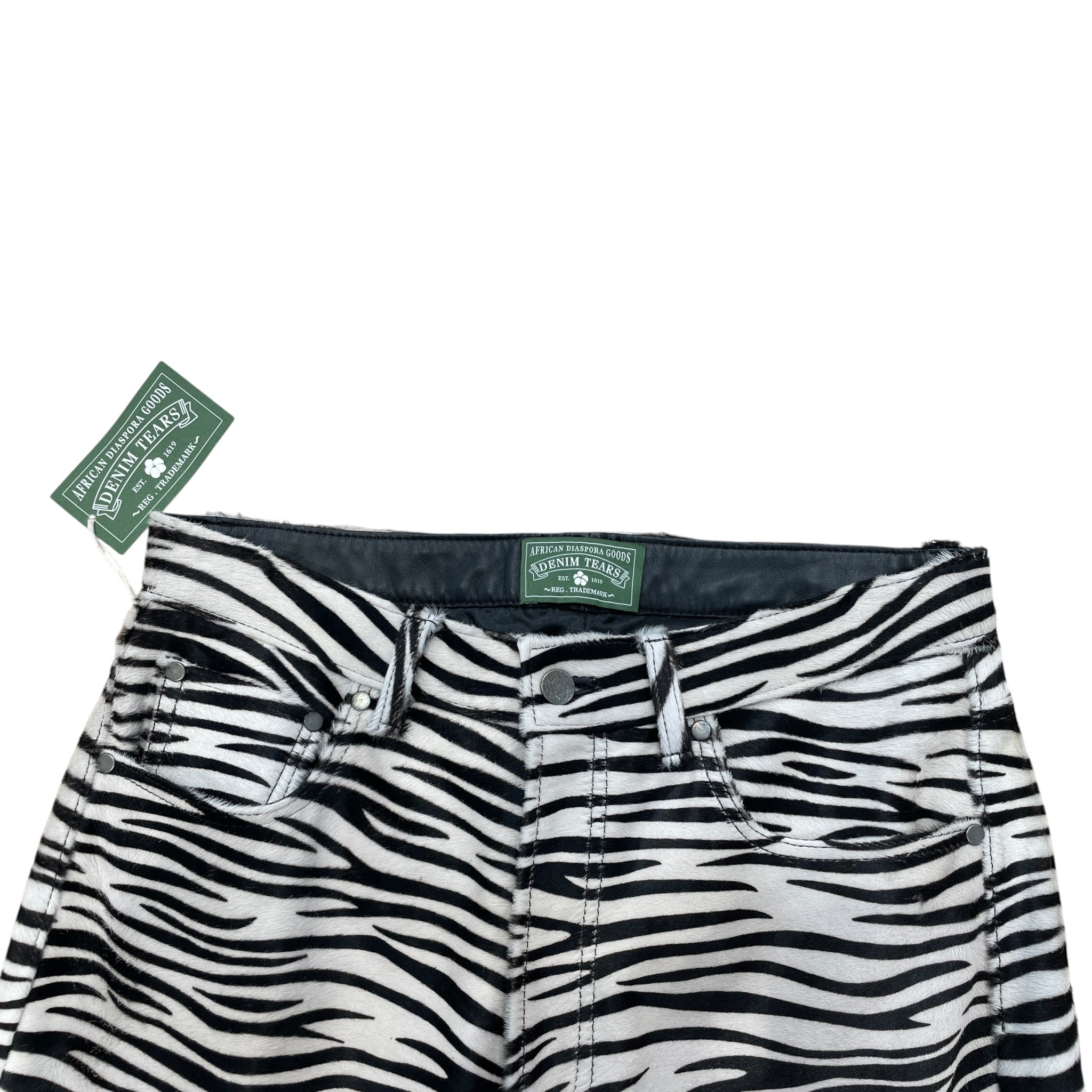 DENIM TEARS/Pants/M/Leather/WHT/Animal Pattern/ view 3