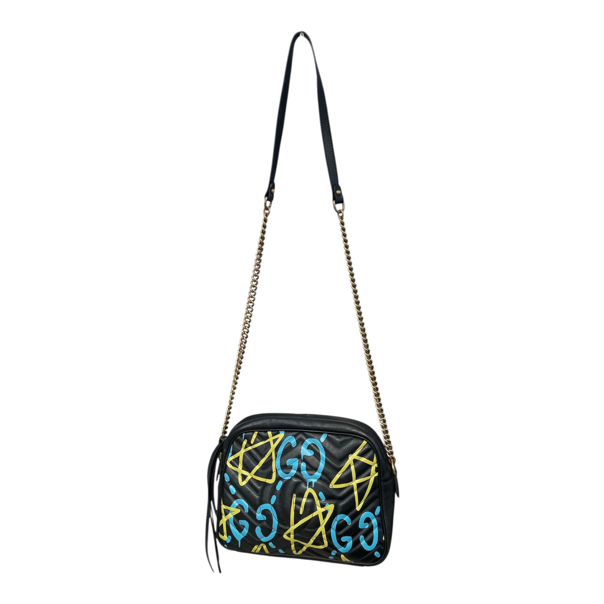 GUCCI/Cross Body Bag/Leather/BLK/Graffiti Ghost Marmont view 2