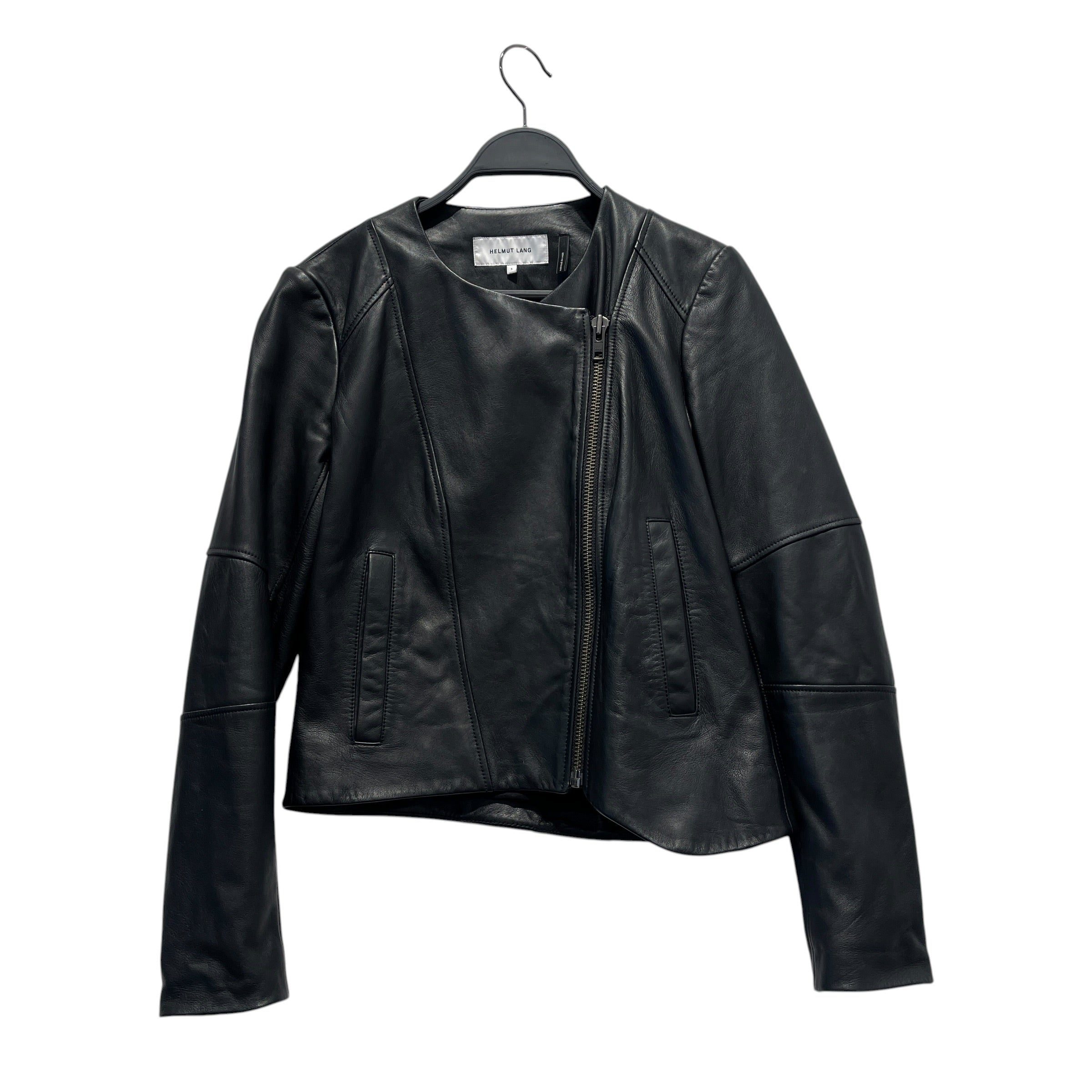 Helmut Lang/Leather Jkt/S/Sheepskin/BLK/RIGHT SIDE ZIPPER LEATHER JKT view 1