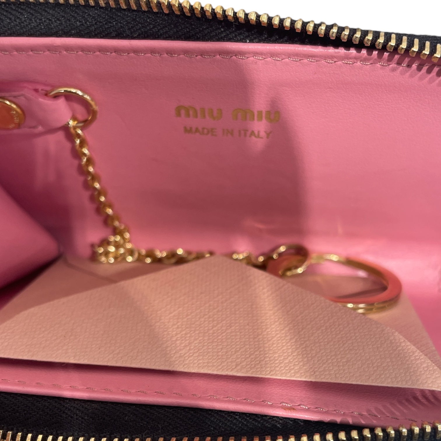 MIU MIU/Wallet/Leather/BLK/L's/Madras Pink Bow Zip Wallet view 2