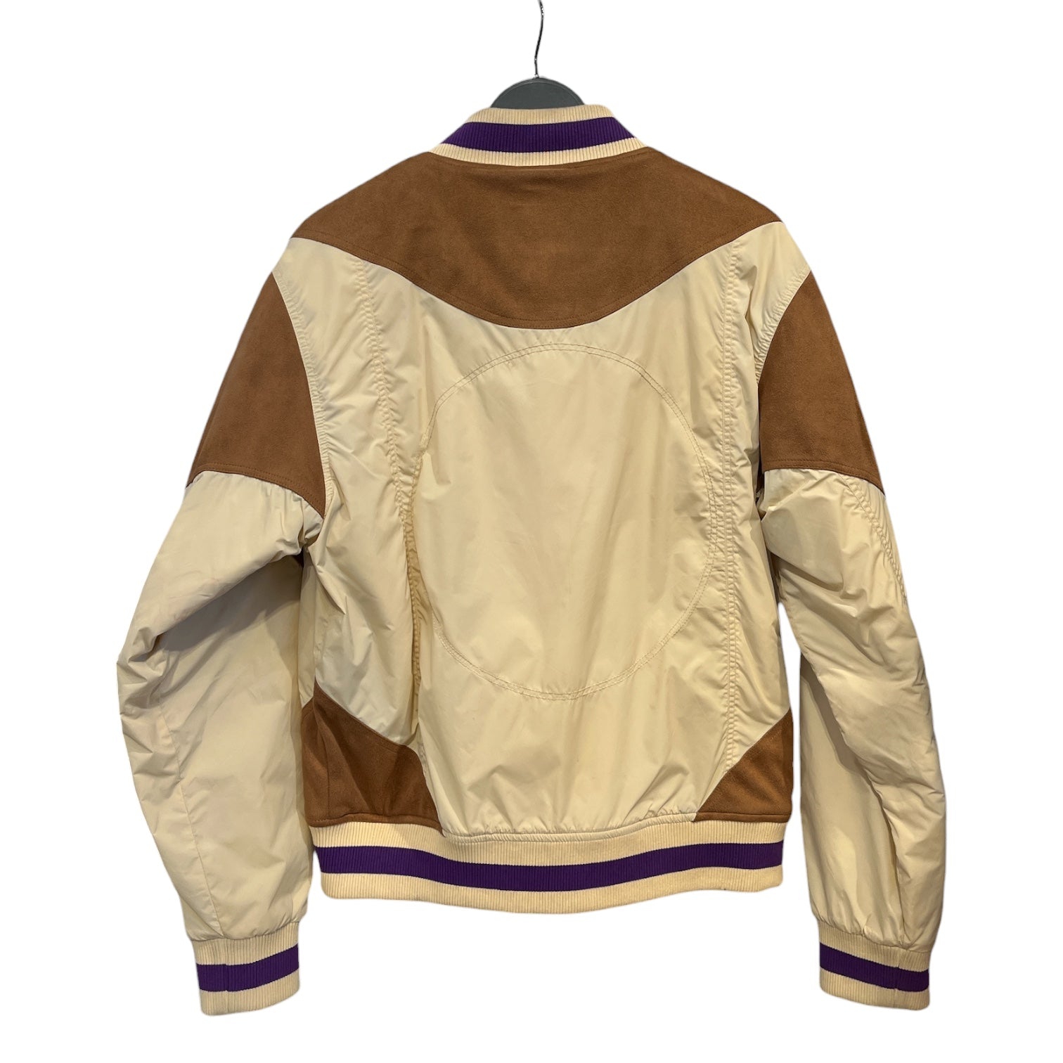 MUSO KUSO/Jacket/L/Nylon/BEG/SUEDE SHOULDER VARSITY TEZZUS view 2