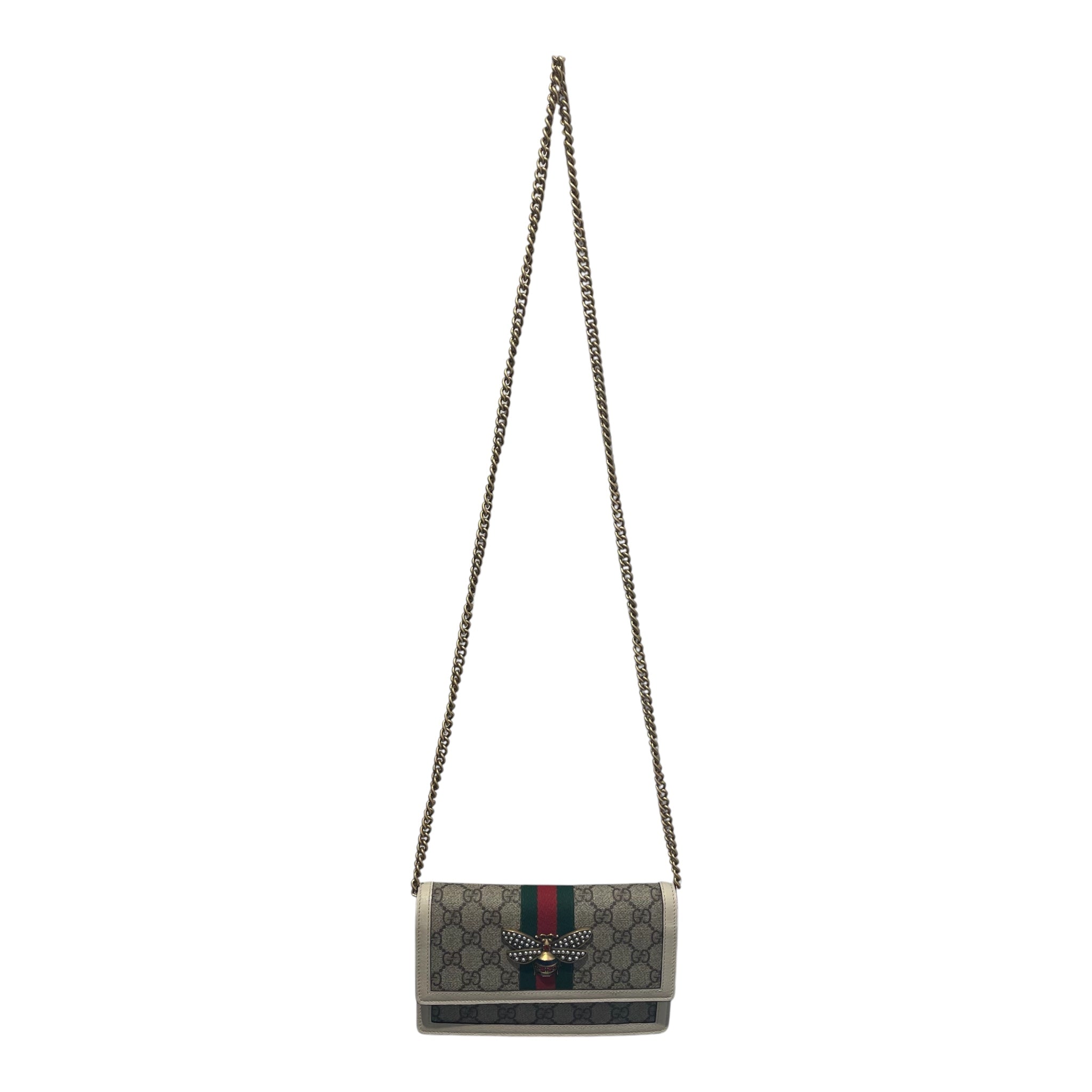 GUCCI/Cross Body Bag/Monogram/Leather/KHK/QUEEN MARGARET PEARL BEE view 1