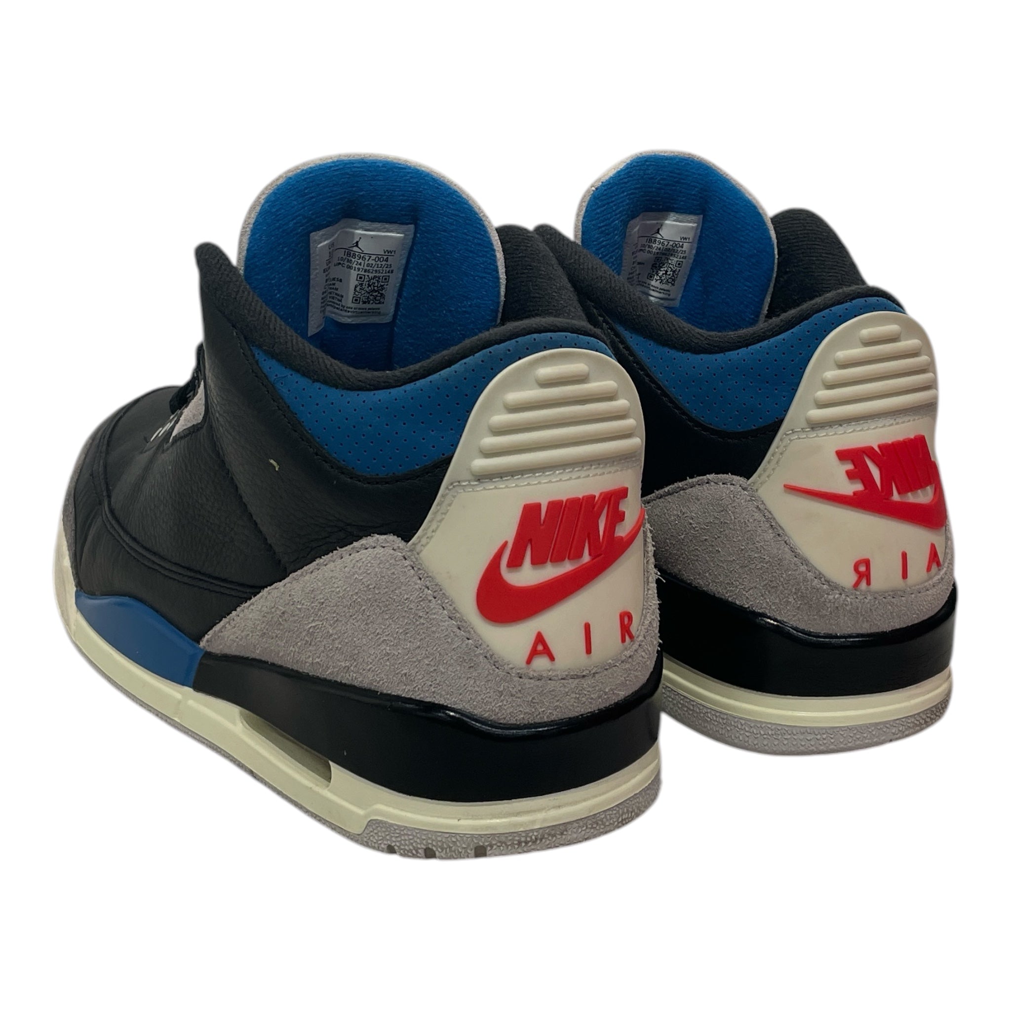 NIKE/Hi-Sneakers/US 10/Leather/BLK/Retro 3 OG Blue Black view 2