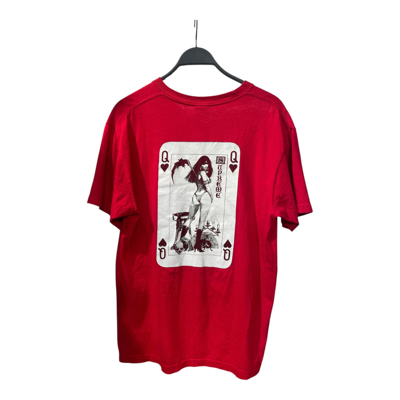 Supreme/T-Shirt/L/Cotton/RED/Graphic/QUEEN OF HEARTS