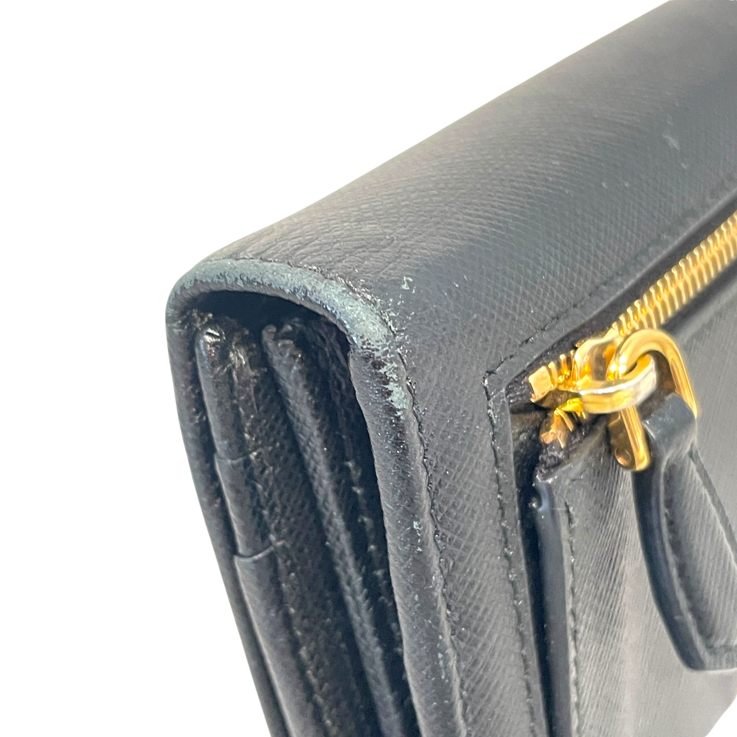 PRADA/Long Wallet/Leather/BLK/Saffiano view 3