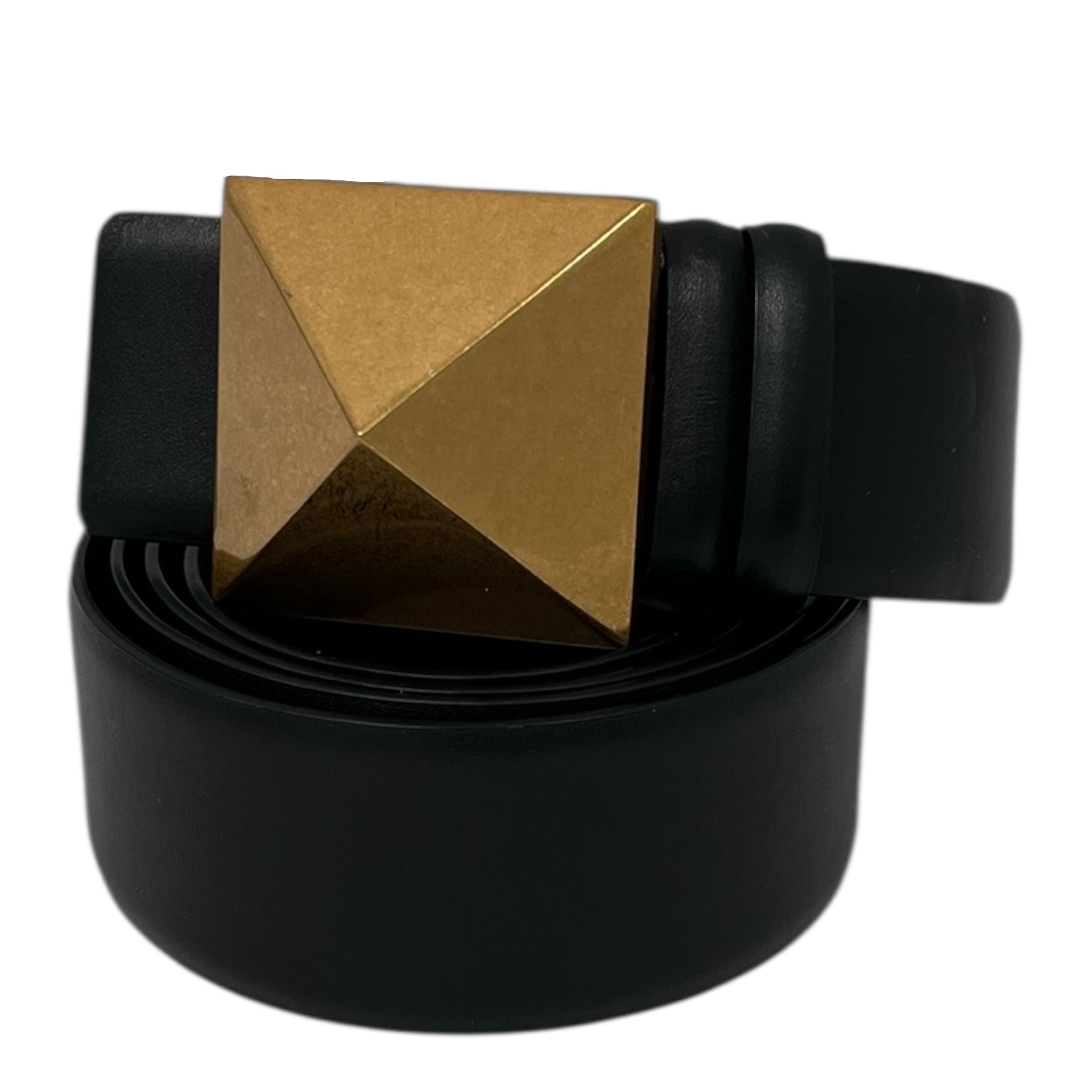 VALENTINO GARAVANI/Belt/Leather/BLK/GOLD PYRAMID BUCKLE 110/44 view 1