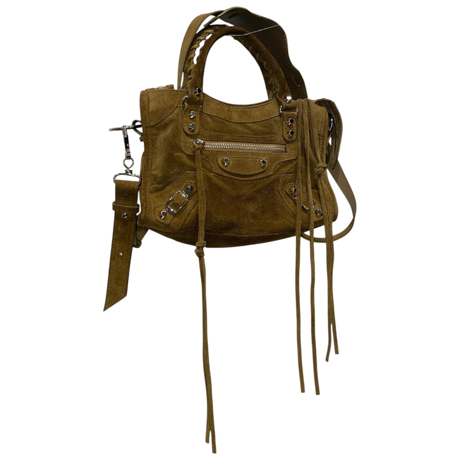 BALENCIAGA/Cross Body Bag/Suede/KHK/Suede Le City Mini Crossbody