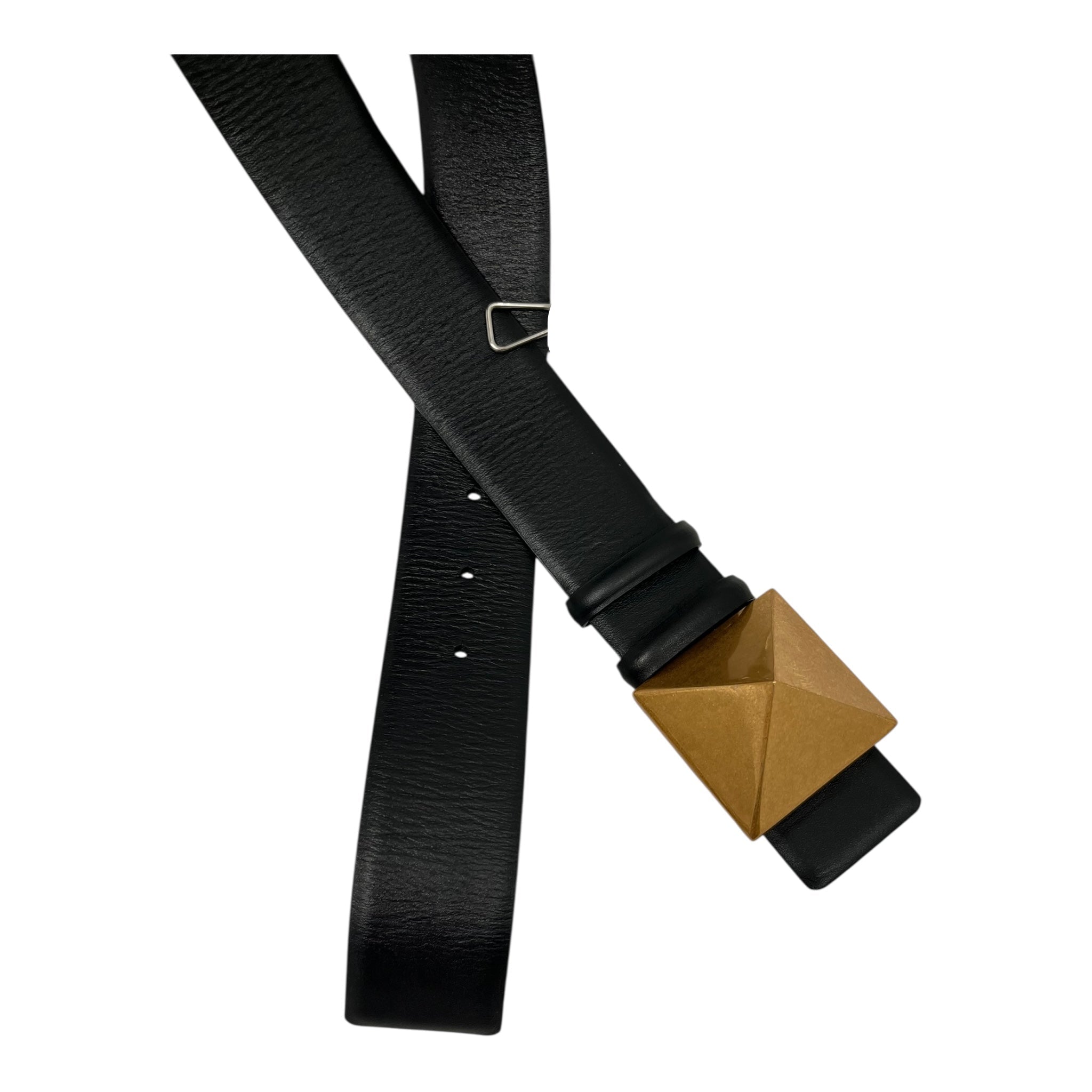 VALENTINO GARAVANI/Belt/Leather/BLK/GOLD PYRAMID BUCKLE 110/44 view 2