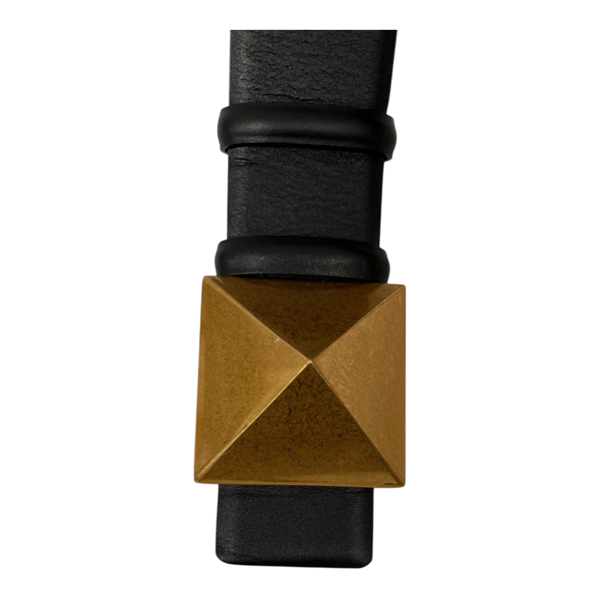 VALENTINO GARAVANI/Belt/Leather/BLK/GOLD PYRAMID BUCKLE 110/44 view 3