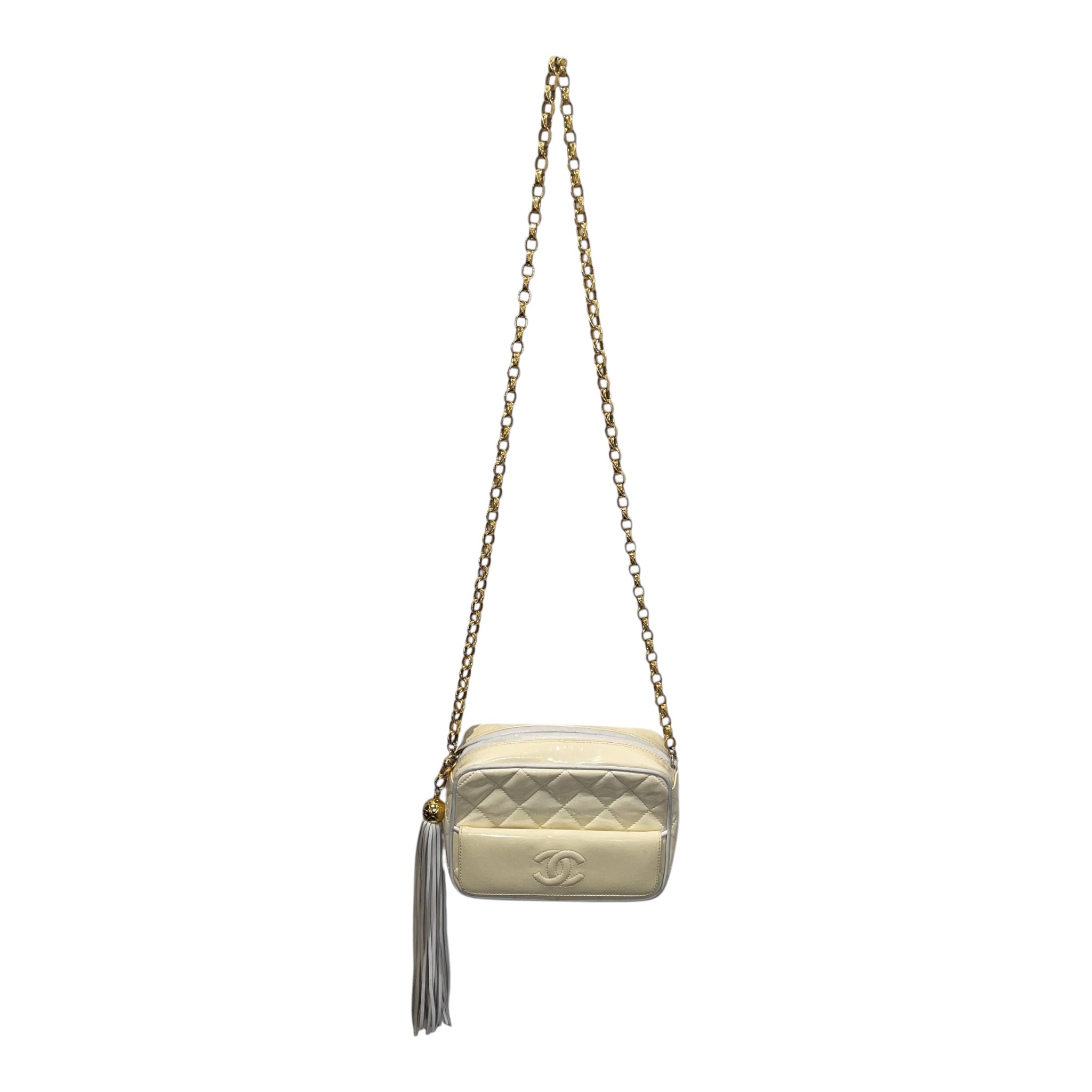 CHANEL/Cross Body Bag/Leather/BEG/QUILTED TASSEL CAM BAG view 1