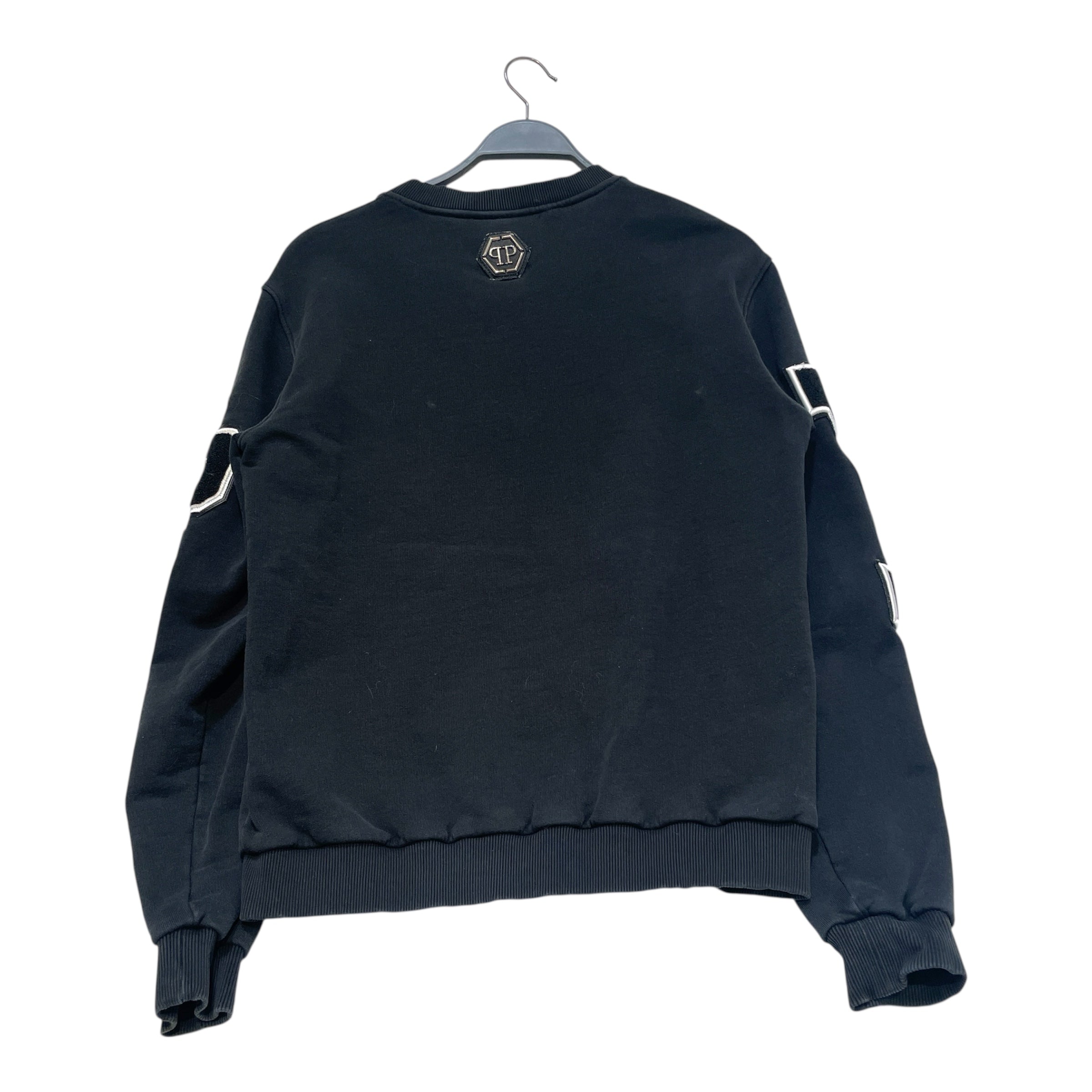 PHILIPP PLEIN/Sweatshirt/M/Graphic/Cotton/BLK/Lion Patchwork CrewNeck view 2
