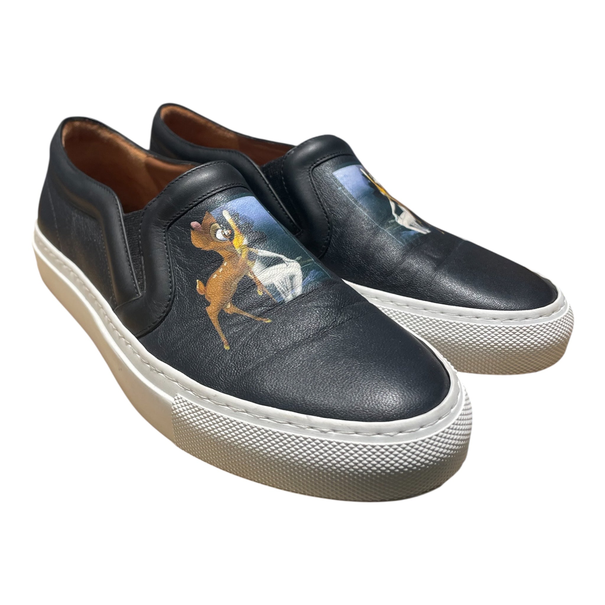 GIVENCHY/Low-Sneakers/EU 37/Graphic/Leather/BLK/bambi painting w/ metal detail view 1