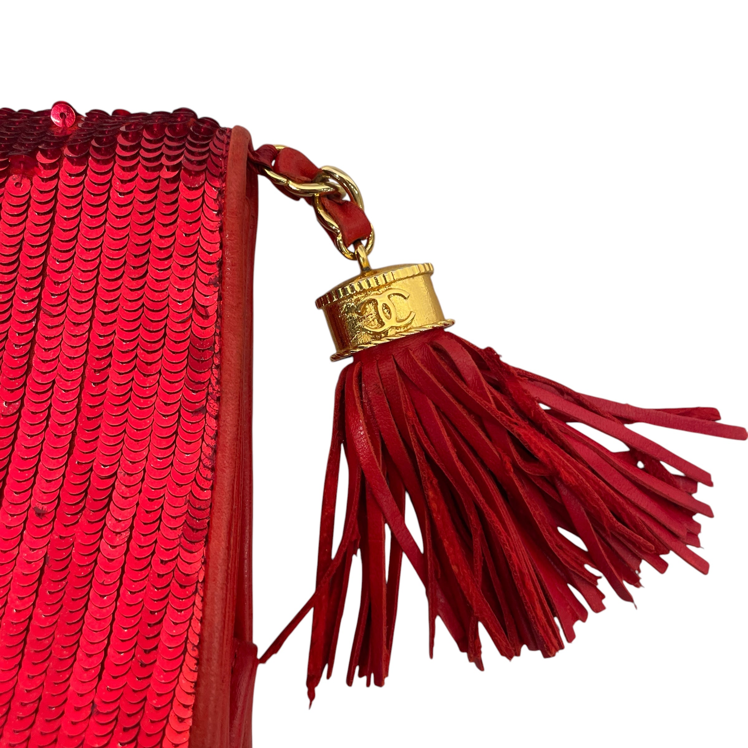 CHANEL/Clutch Bag/RED/1980 SEQUIN TASSEL view 3
