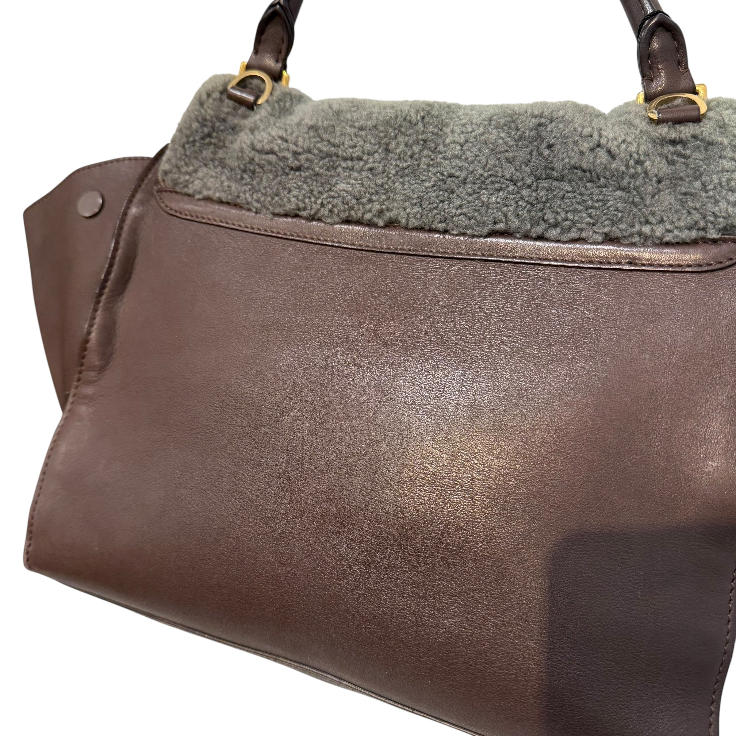 CELINE/Tote Bag/Leather/GRN/Trapeze Shearling view 4