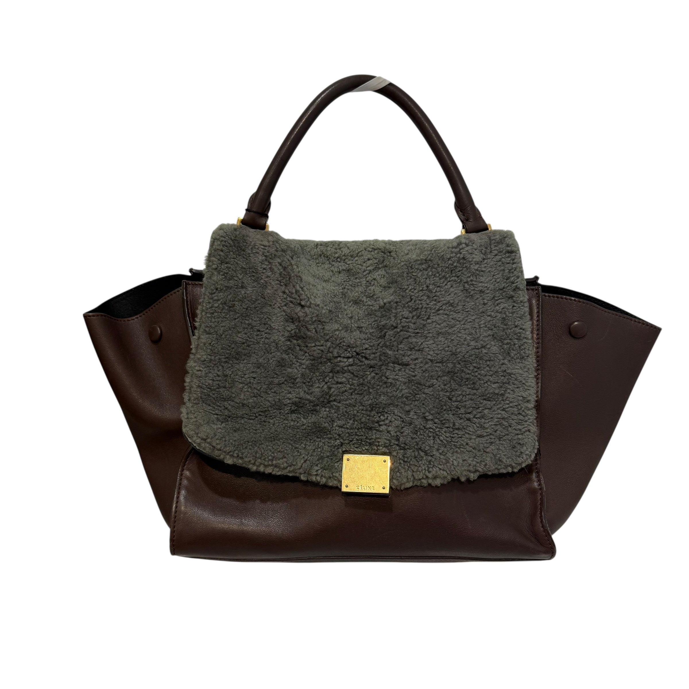 CELINE/Tote Bag/Leather/GRN/Trapeze Shearling view 1