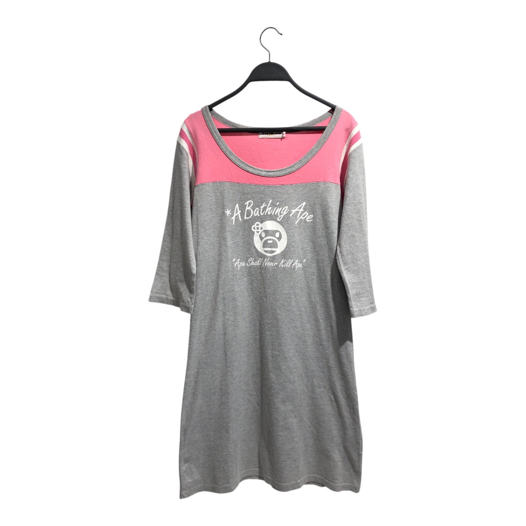 A BATHING APE/Cut & Sew/S/Cotton/PNK/T-SHIRT DRESS view 1