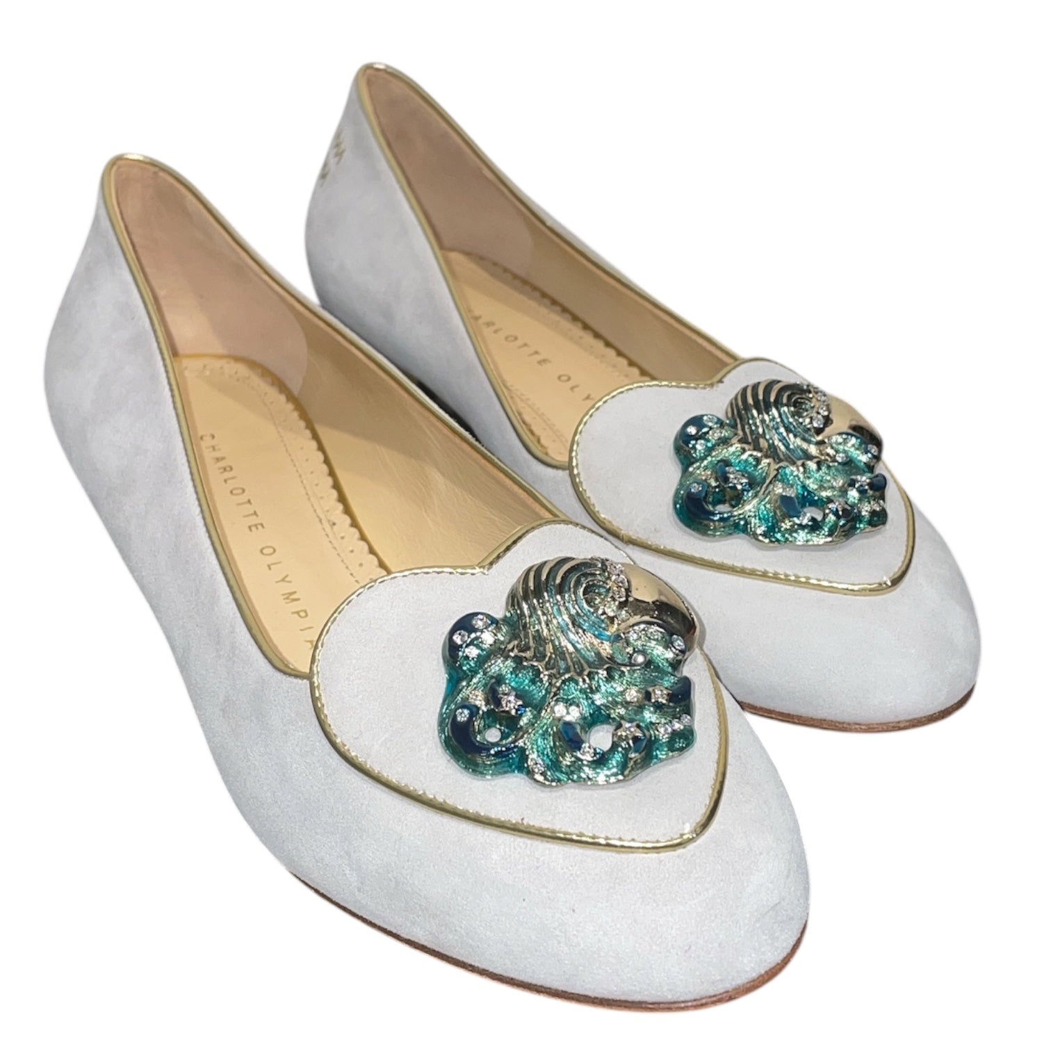 Charlotte Olympia/Flat Shoes/EU 36.5/Suede/GRY/Aquarius Suede Smoking Flats view 1