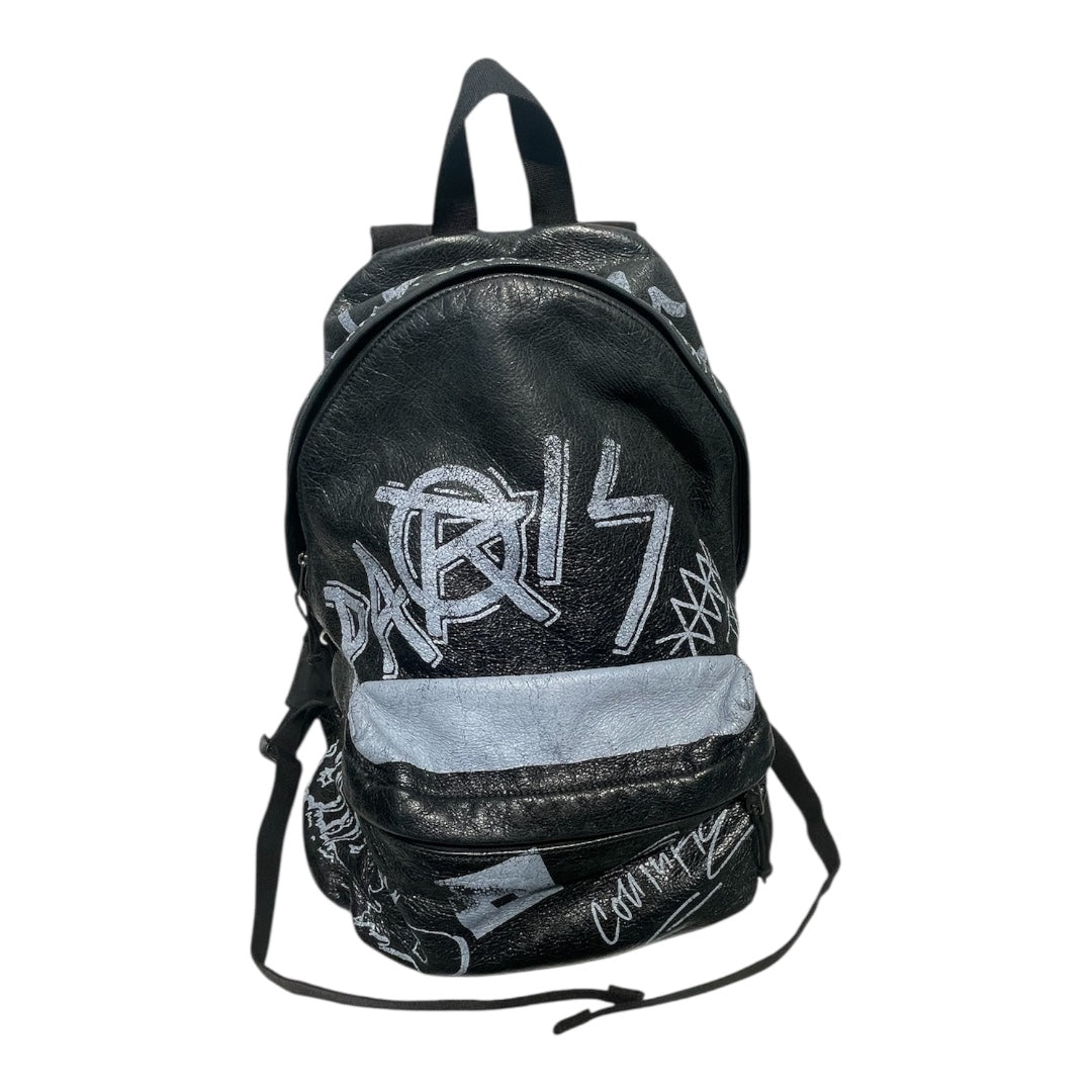 BALENCIAGA/Backpack/All Over Print/Leather/BLK/leather grafitti backpack view 1