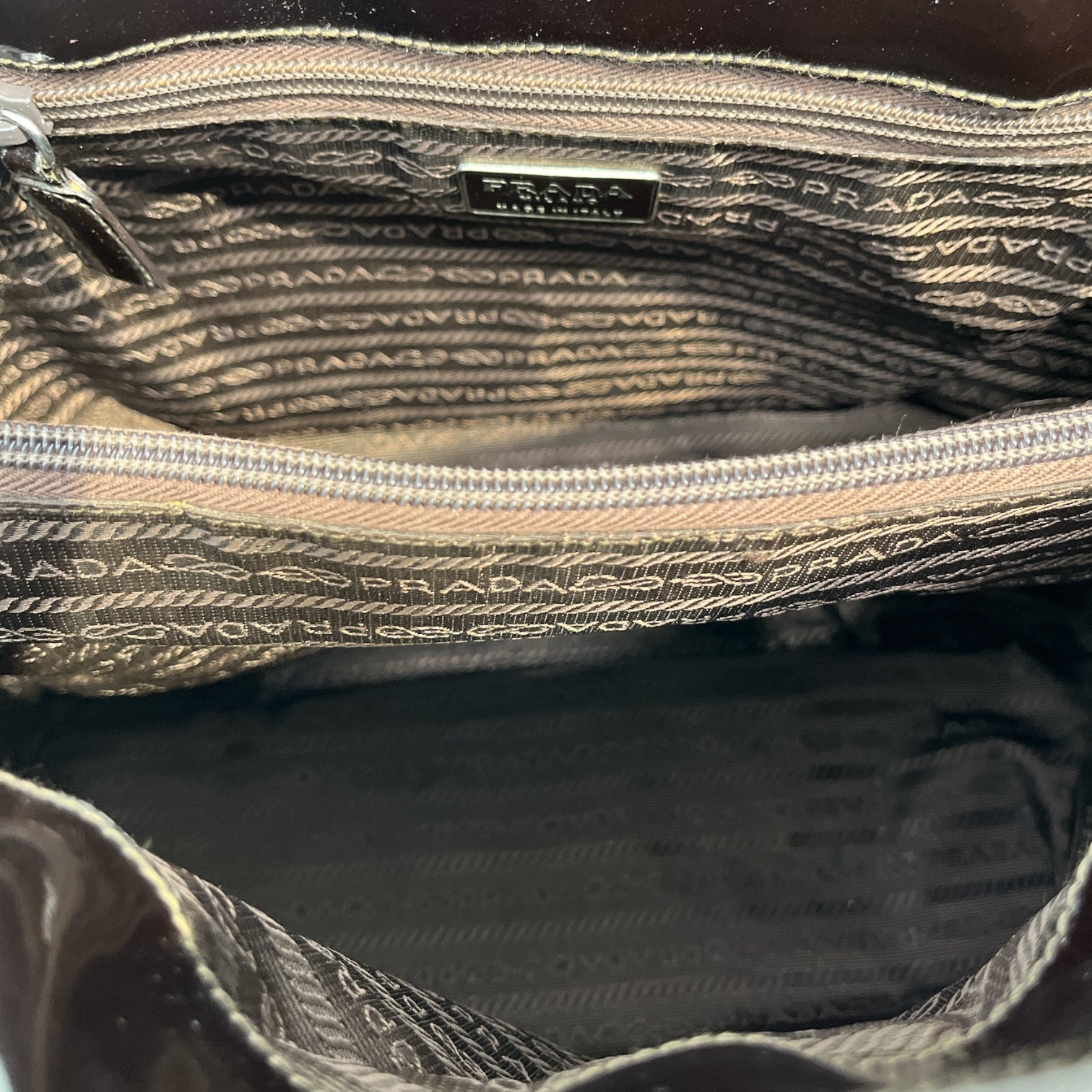 PRADA/Hand Bag/Leather/BLK/black patent leather tote view 4