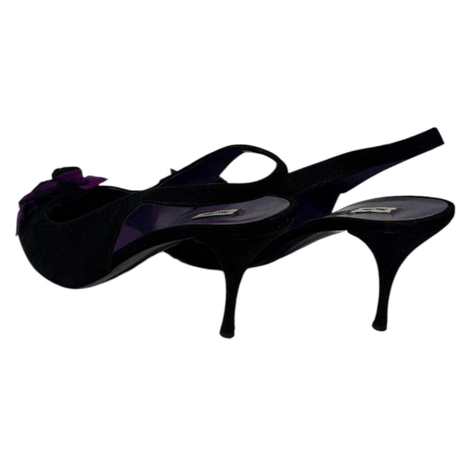MIU MIU/Heels/EU 38.5/BLK/Open-Toe/purple roses/velvet view 2