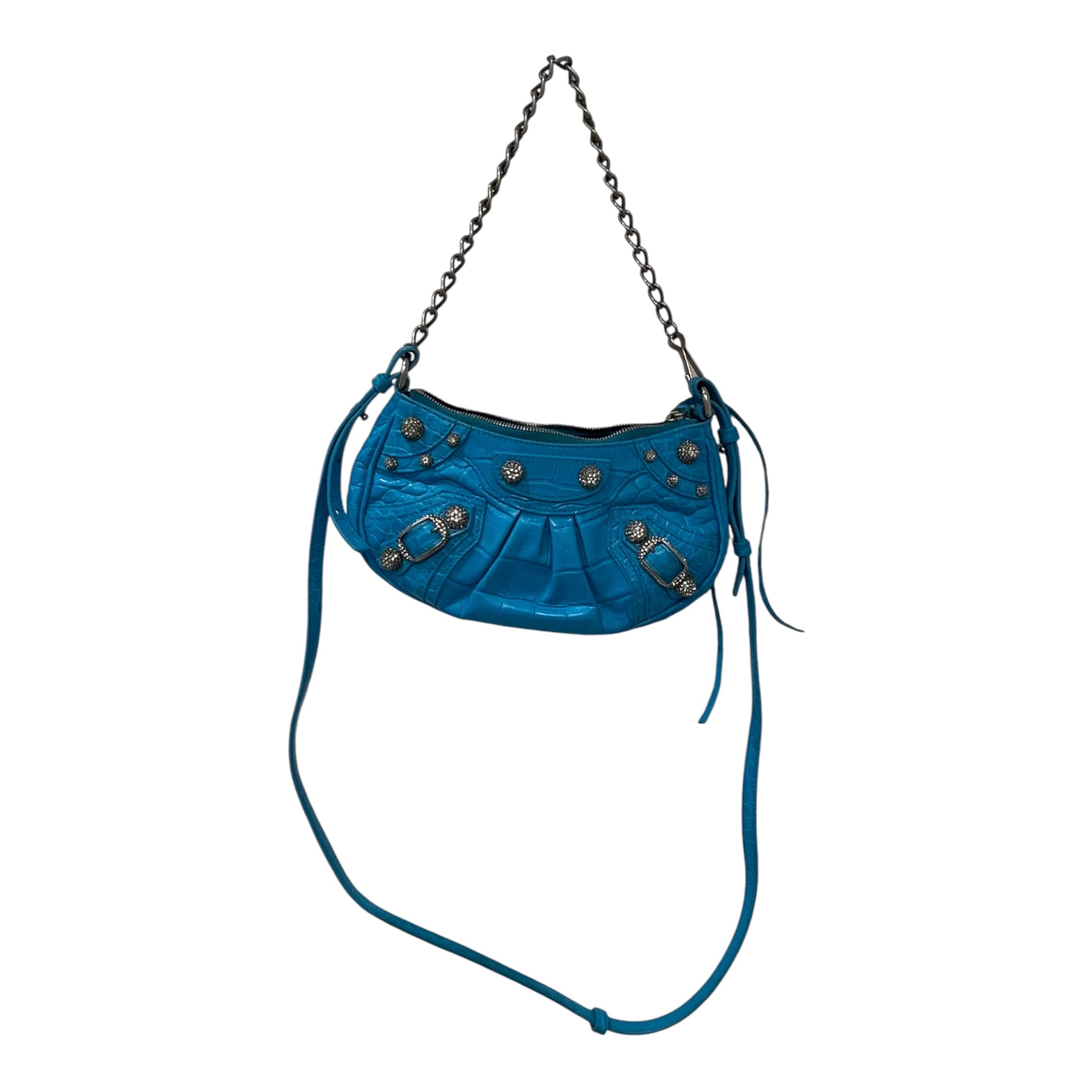 BALENCIAGA/Cross Body Bag/Leather/BLU/695814 LE CAGOLE MINI CROC view 3
