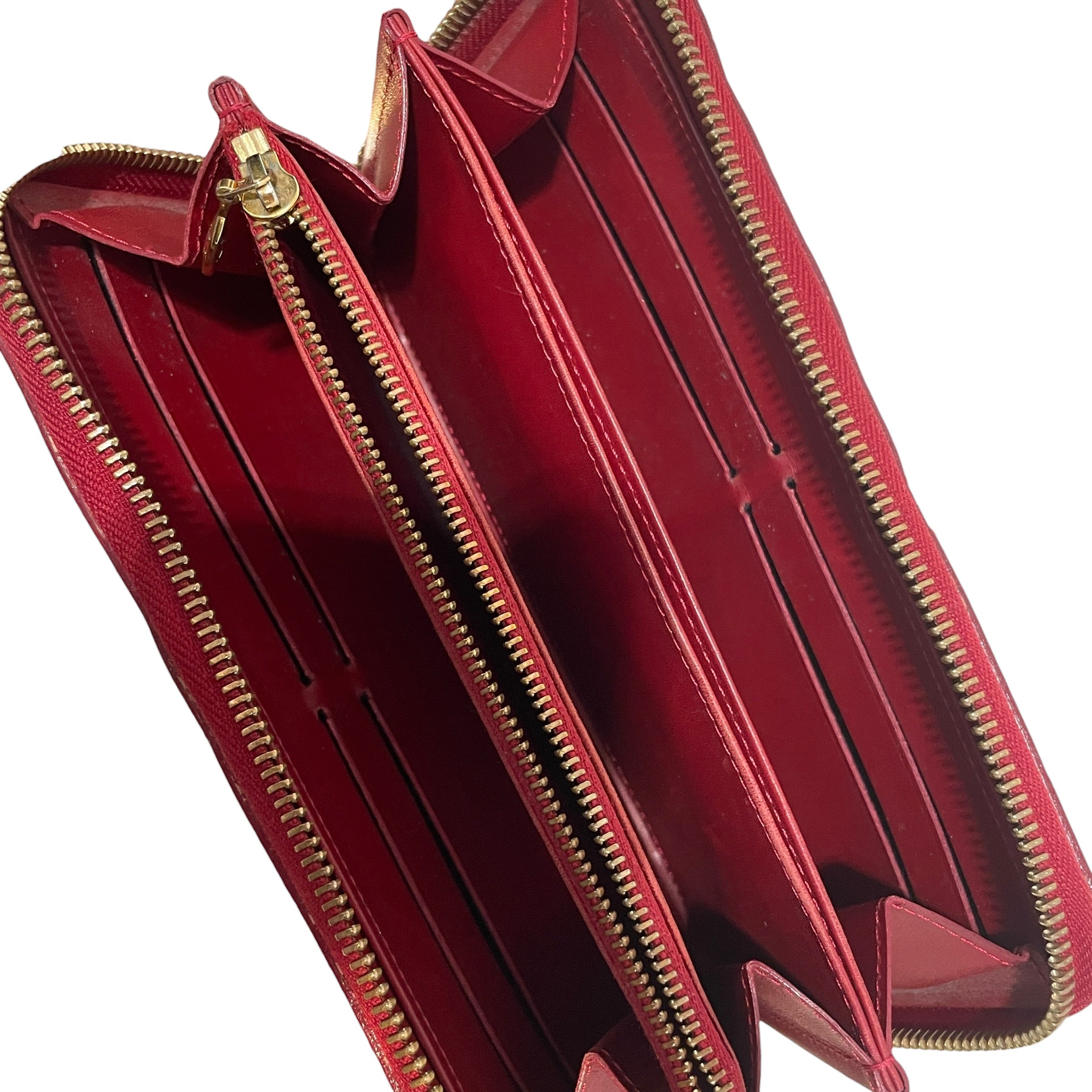 LOUIS VUITTON/Long Wallet/Monogram/Leather/RED/Vernis Zippy view 3