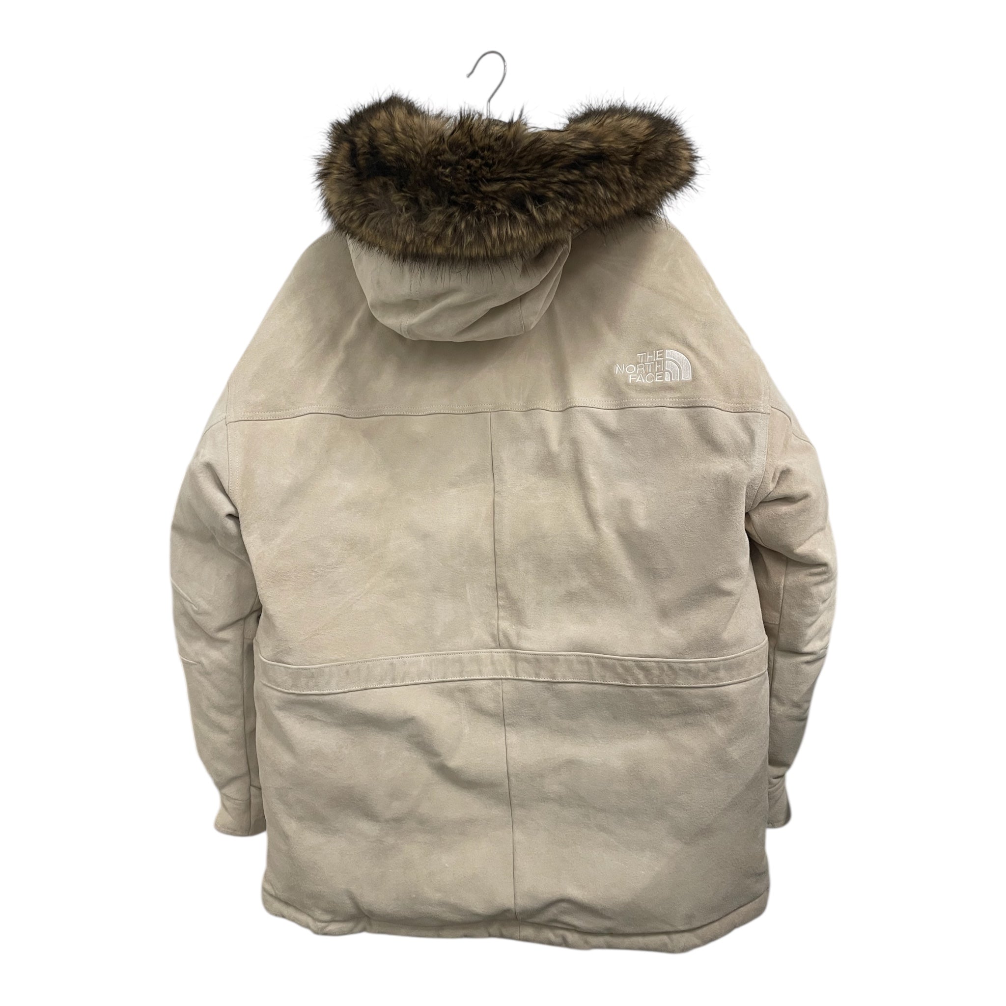 Supreme/THE NORTH FACE/Puffer Jkt/M/Suede/WHT/suede fur hood view 2
