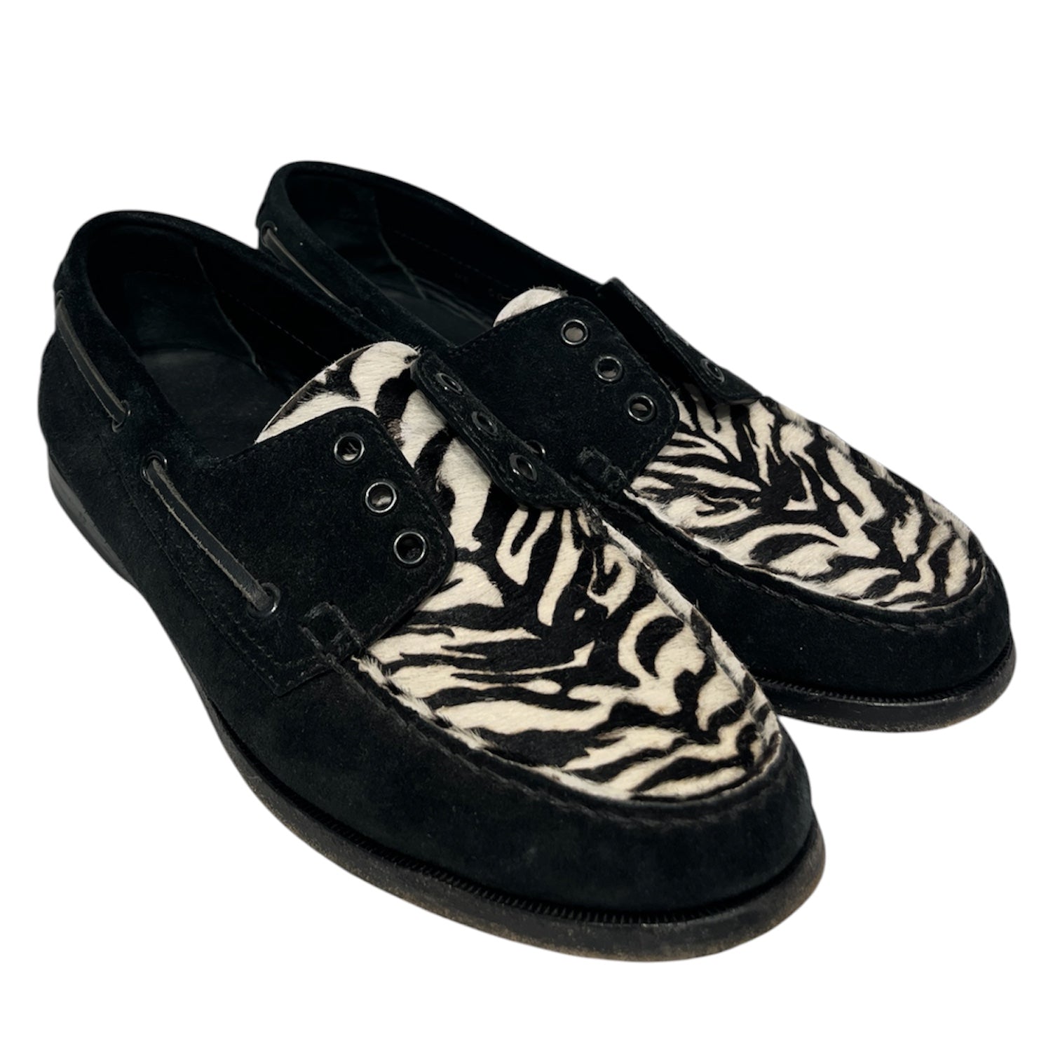 SAINT LAURENT/Dress Shoes/EU 41/Animal Pattern/Suede/BLK/zebra print view 1