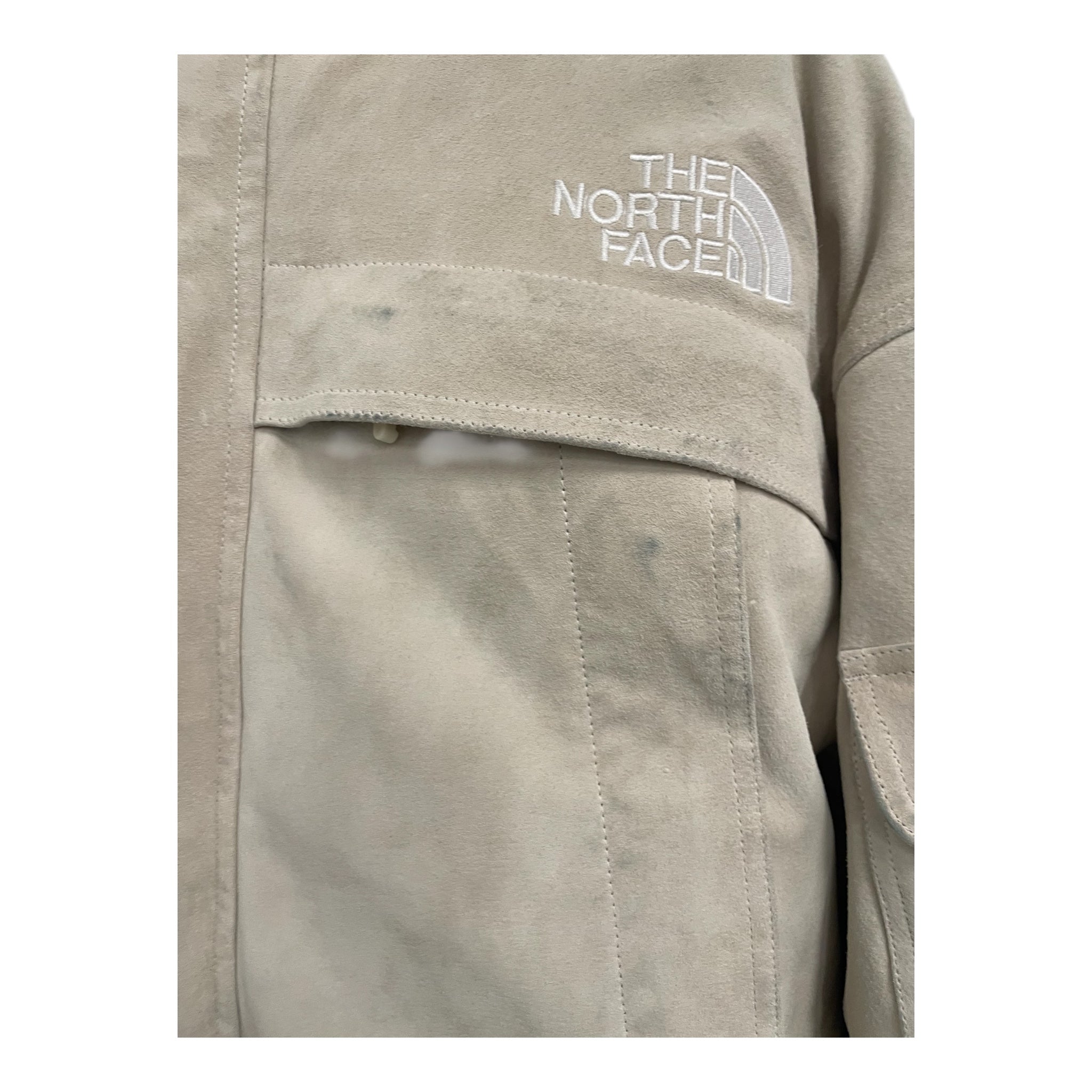Supreme/THE NORTH FACE/Puffer Jkt/M/Suede/WHT/suede fur hood view 7