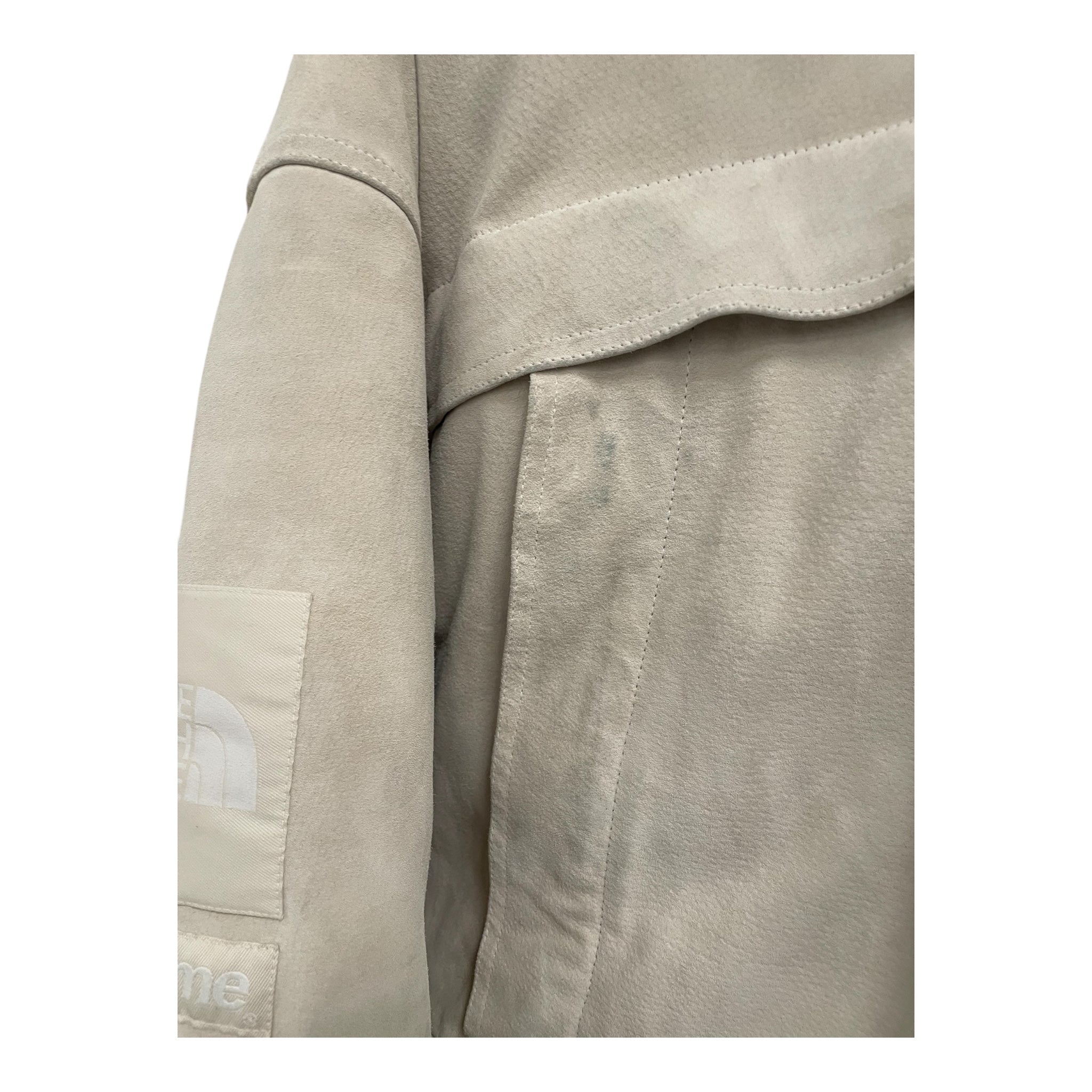 Supreme/THE NORTH FACE/Puffer Jkt/M/Suede/WHT/suede fur hood view 6