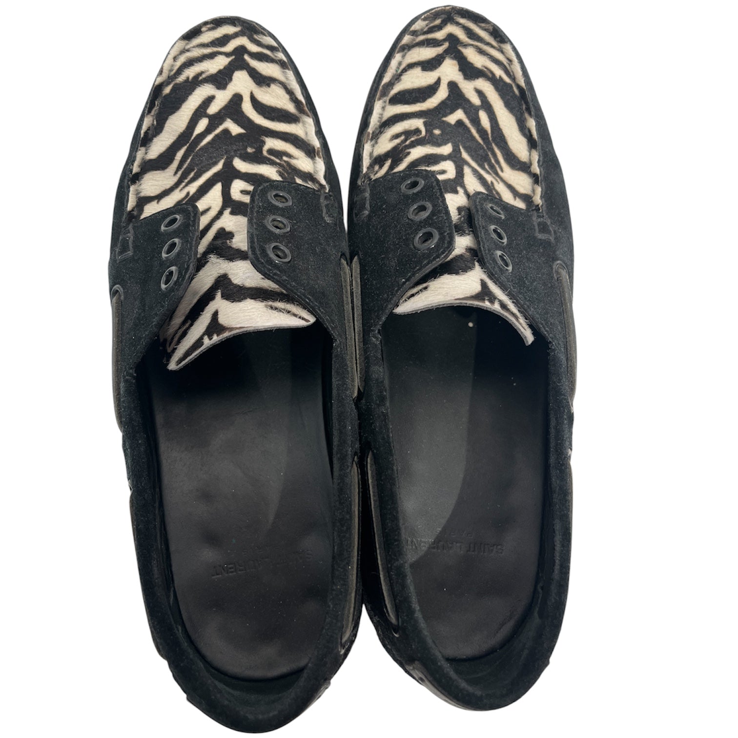 SAINT LAURENT/Dress Shoes/EU 41/Animal Pattern/Suede/BLK/zebra print view 3