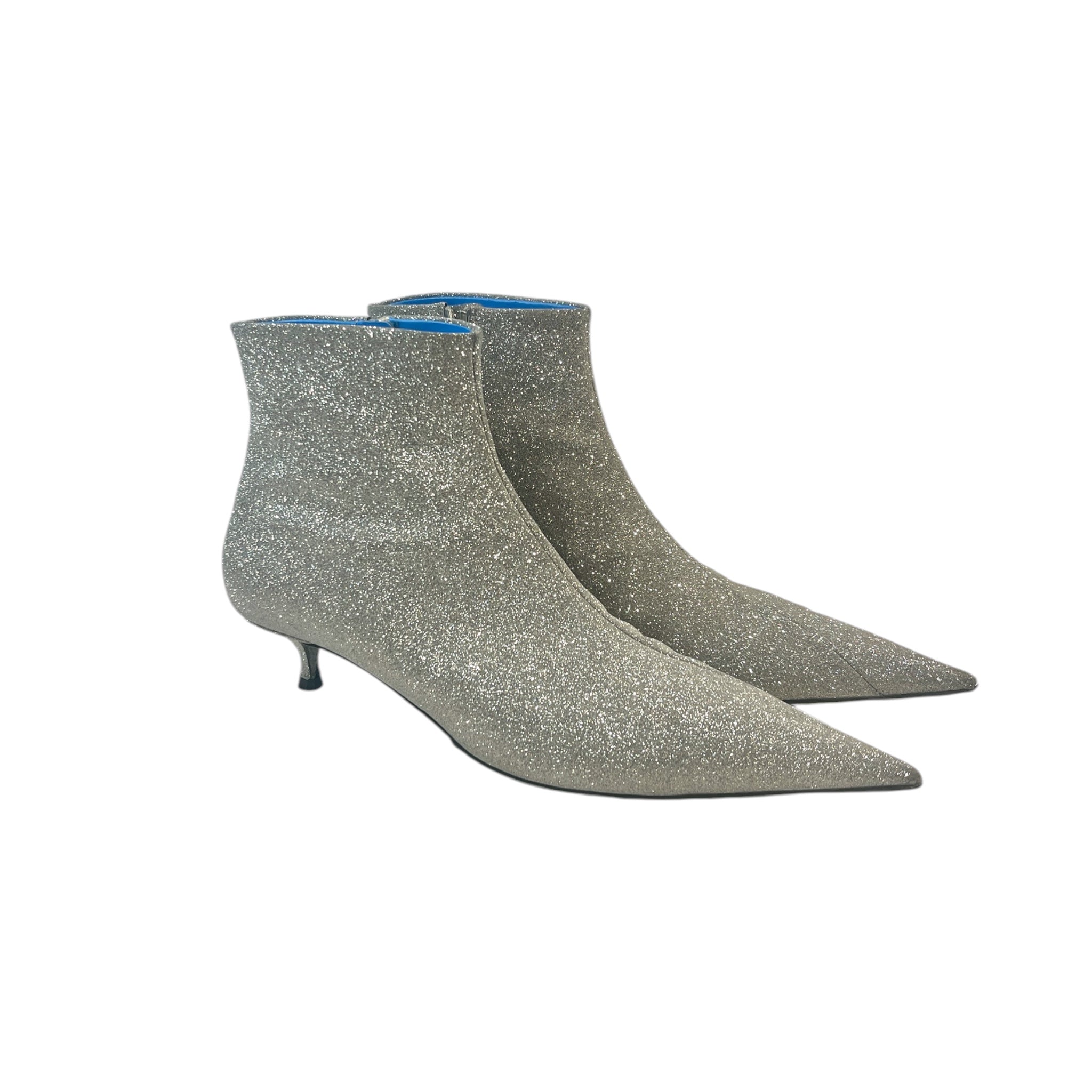 BALENCIAGA/Heels/EU 37.5/SLV/glitter mini heel view 1