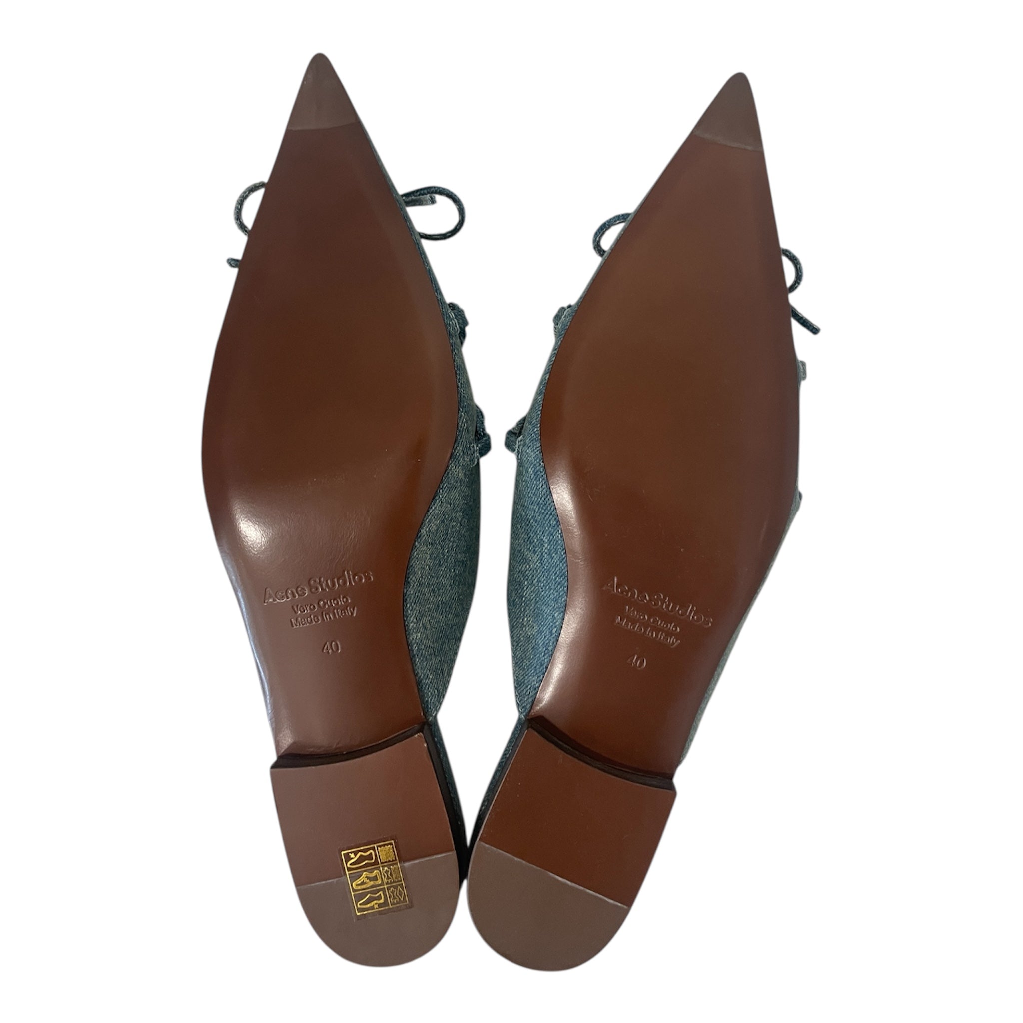 Acne Studios/Flat Shoes/EU 40/Cotton/IDG/lace up 2 tones deim mules view 4