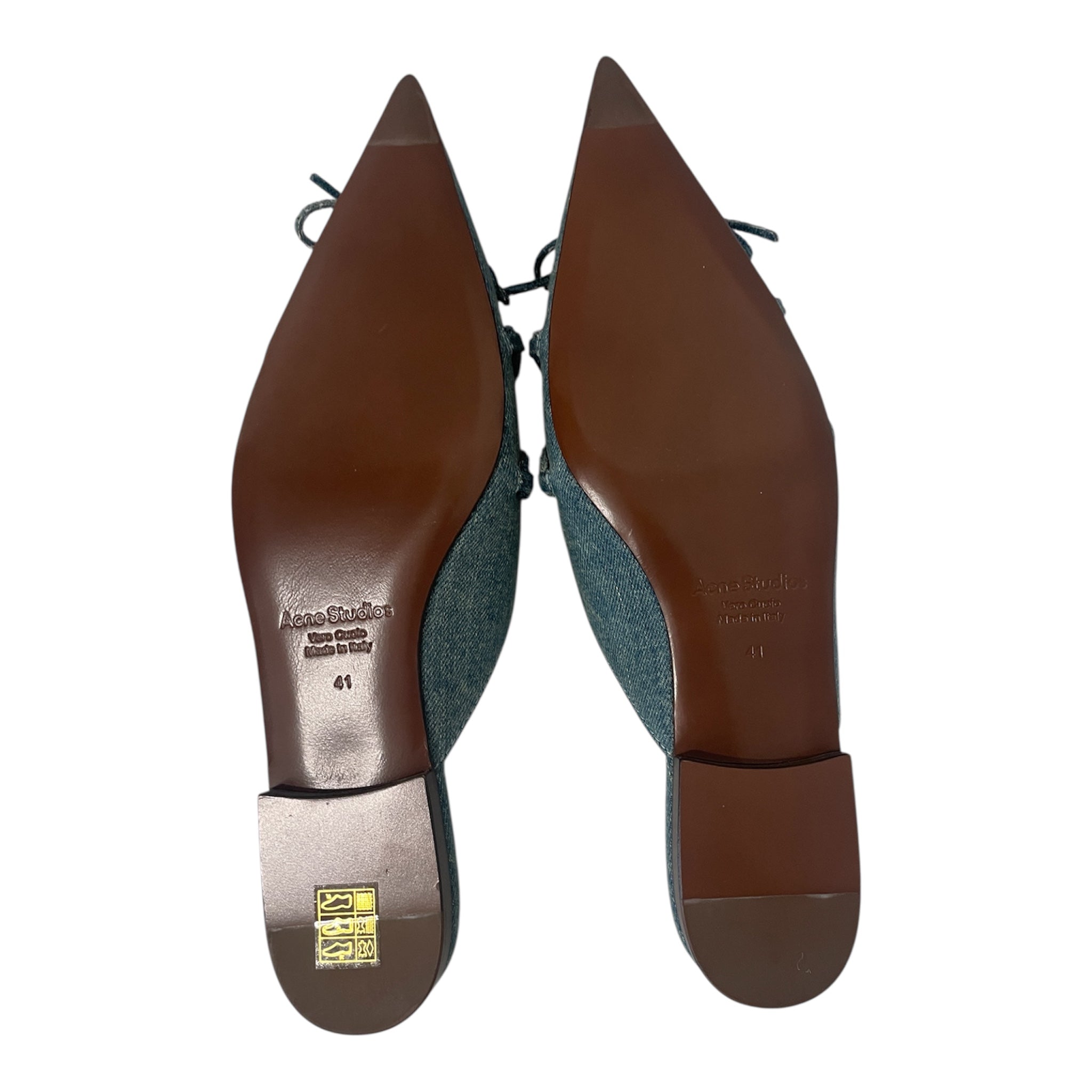 Acne Studios/Flat Shoes/EU 41/Cotton/IDG/lace up 2 tones deim mules view 4