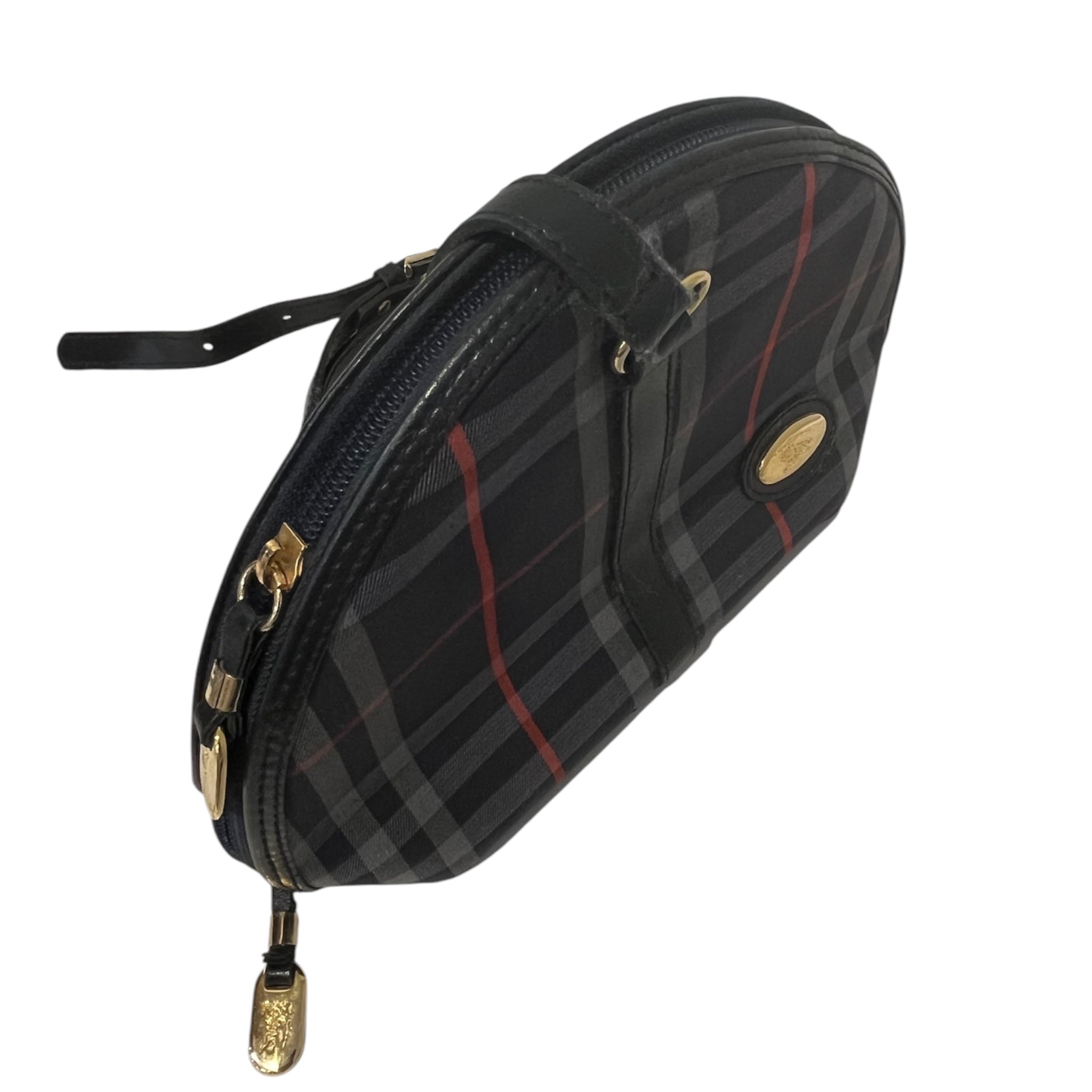 BURBERRY/Cross Body Bag/All Over Print/Leather/NVY/check crossbody bag view 5