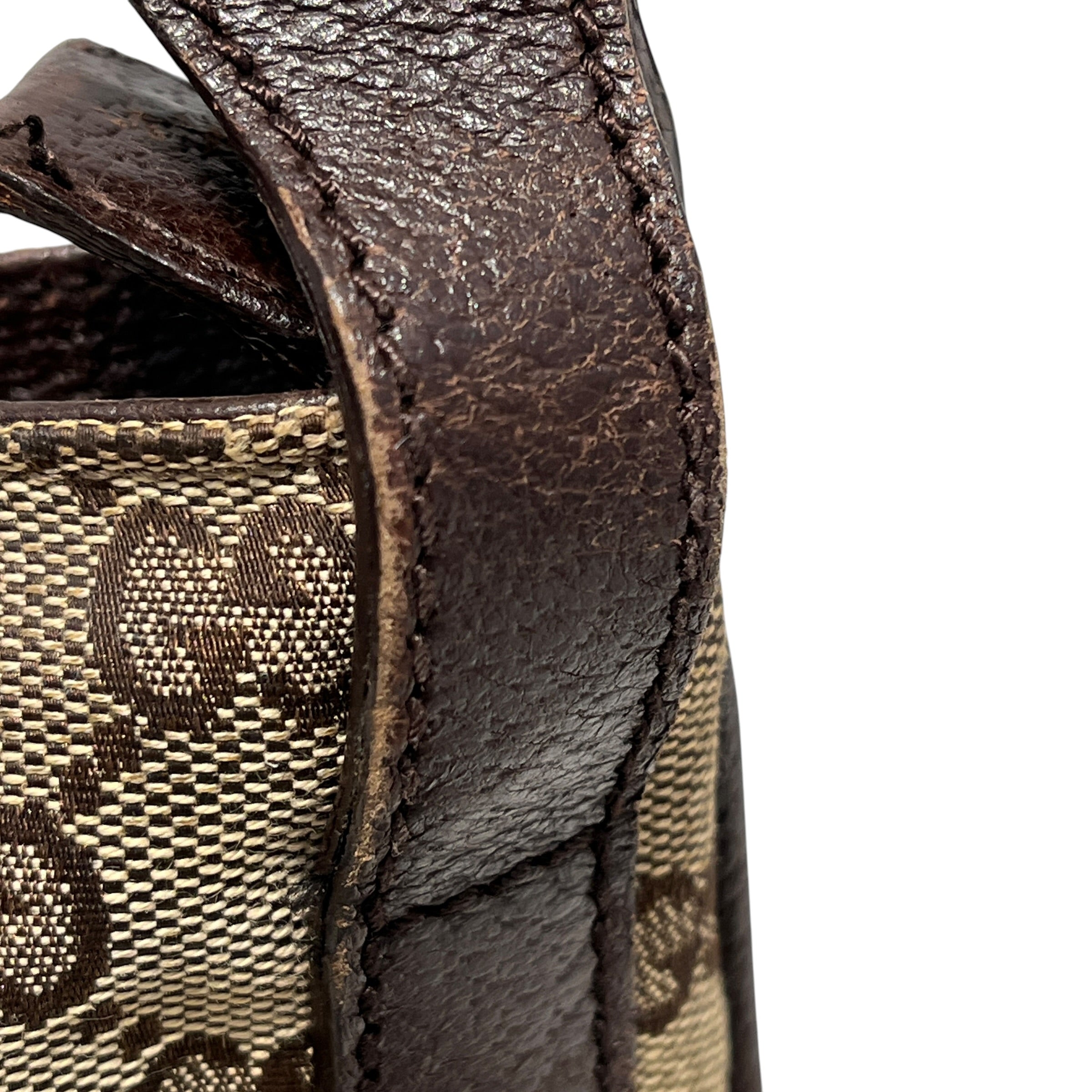 GUCCI/Cross Body Bag/Monogram/Cotton/BEG/GG zip top messenger bag view 7