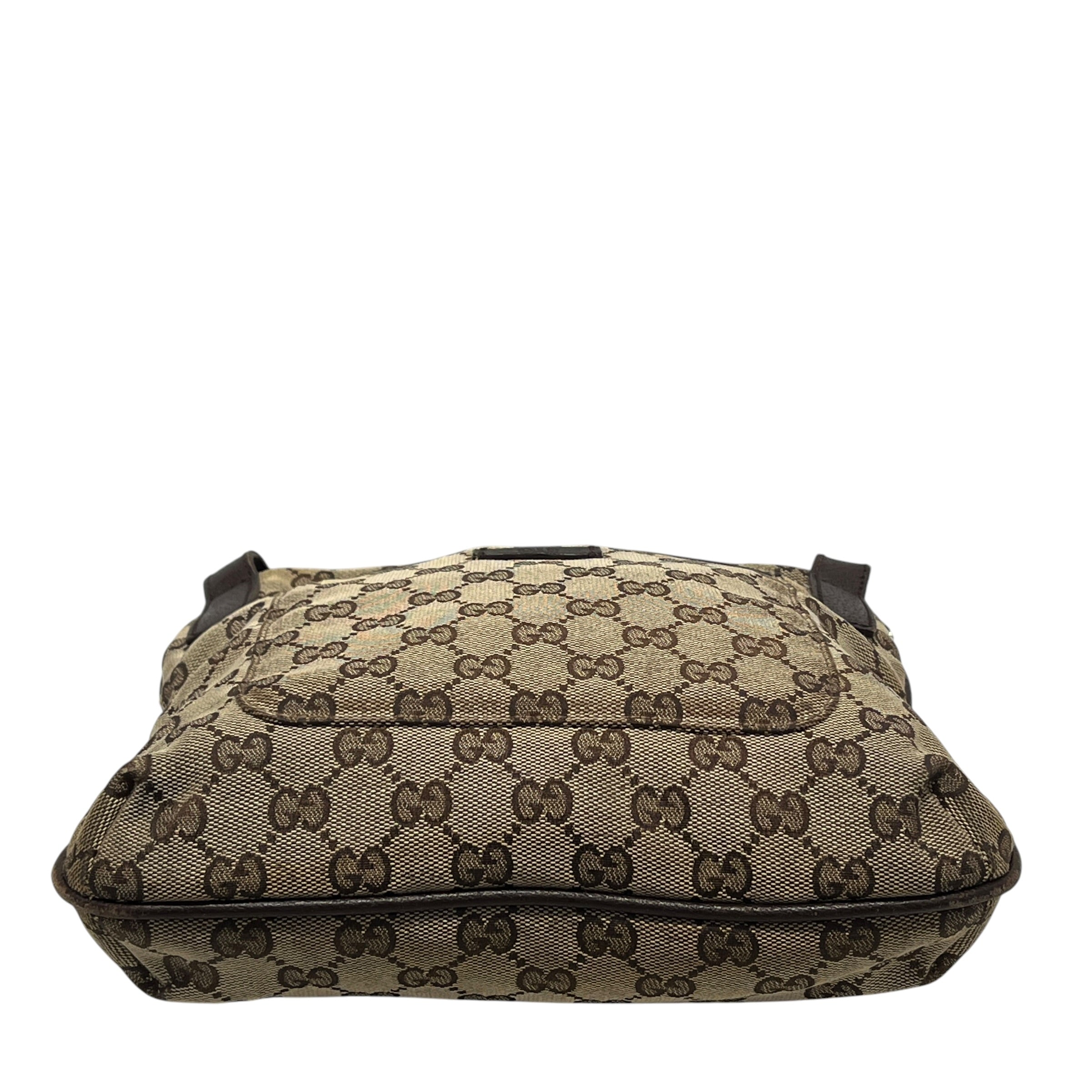 GUCCI/Cross Body Bag/Monogram/Cotton/BEG/GG zip top messenger bag view 3