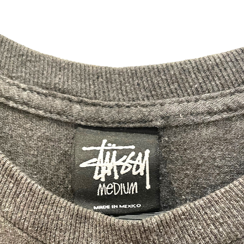 STUSSY/T-Shirt/M/Cotton/GRY/Graphic/
