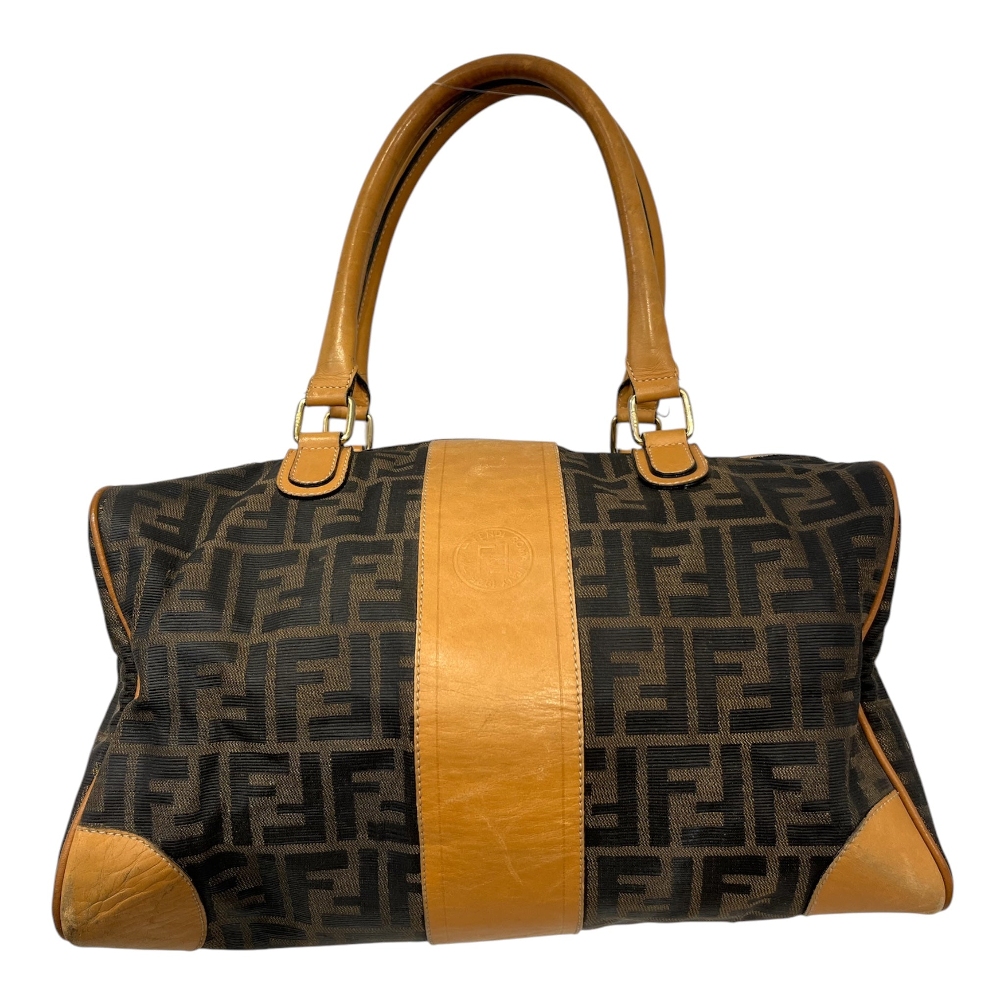 FENDI/Hand Bag/Monogram/Cotton/BRW/ZUCCA FF BOSTON view 1