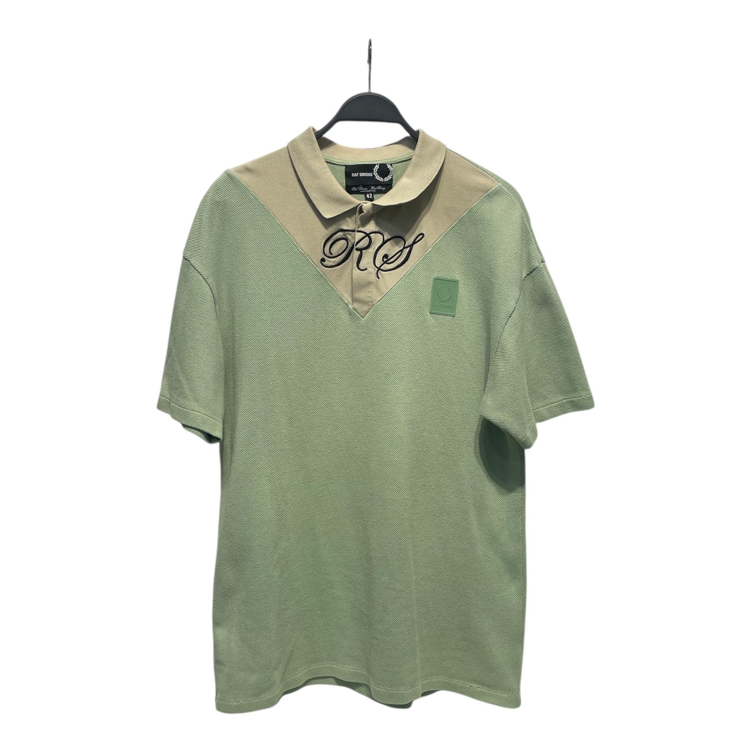 RAF SIMONS/FRED PERRY/Polo Shirt/42/Cotton/GRN/RS FRONT EMBROIDRERY view 1