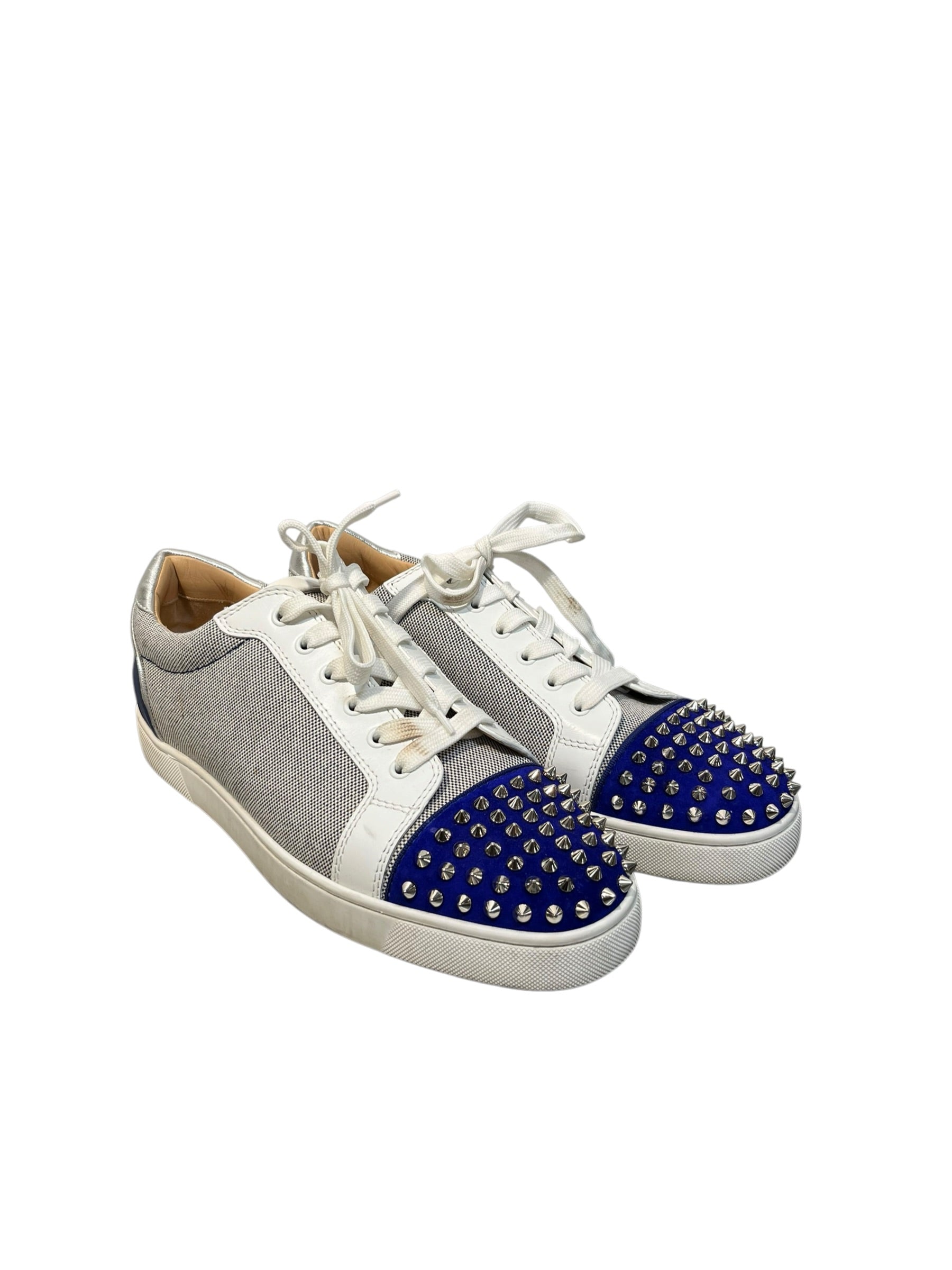 Christian Louboutin/Low-Sneakers/US 11.5/Border/Cotton/NVY/seavaste spikes orlato flat view 1