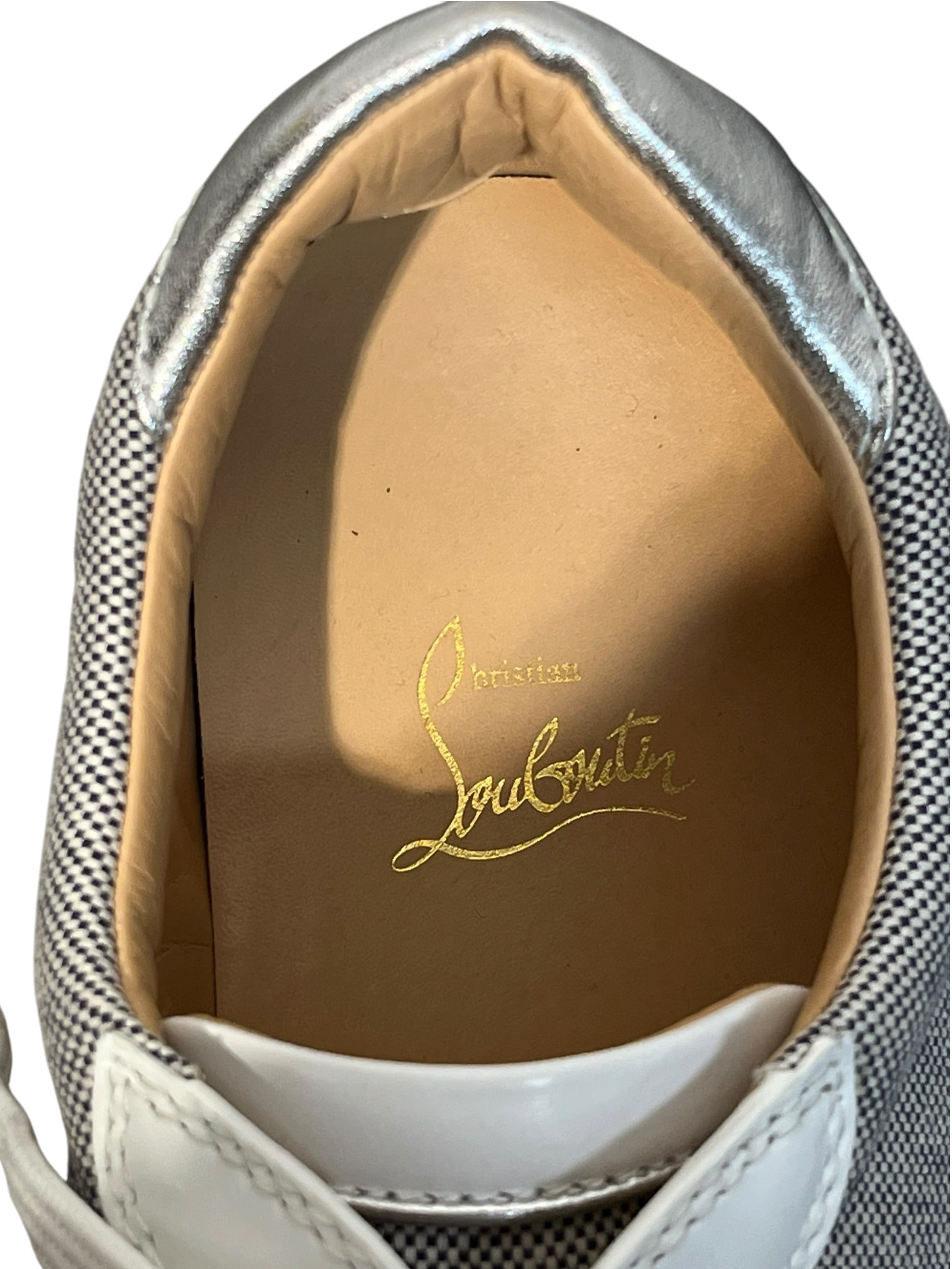 Christian Louboutin/Low-Sneakers/US 11.5/Border/Cotton/NVY/seavaste spikes orlato flat view 3