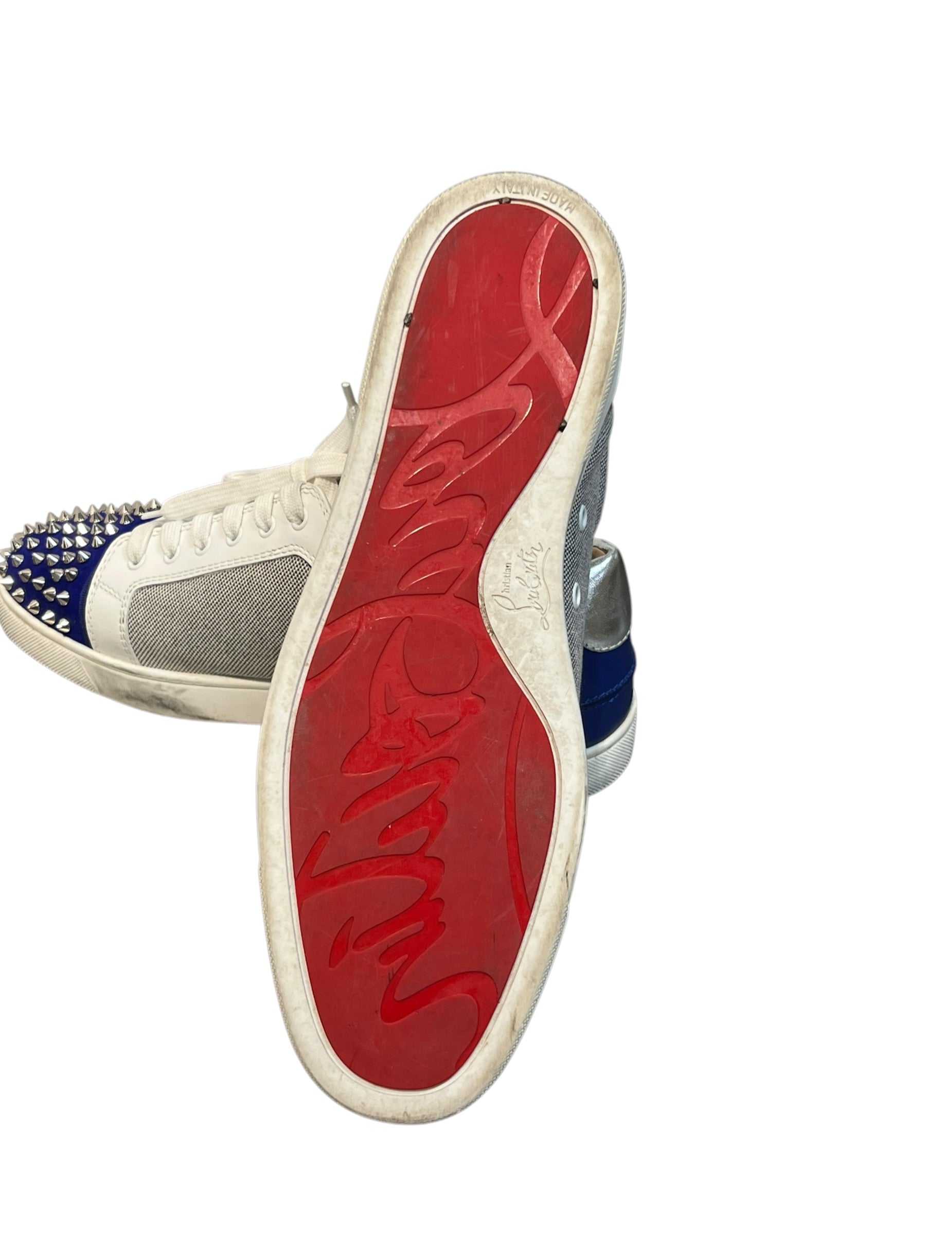 Christian Louboutin/Low-Sneakers/US 11.5/Border/Cotton/NVY/seavaste spikes orlato flat view 4