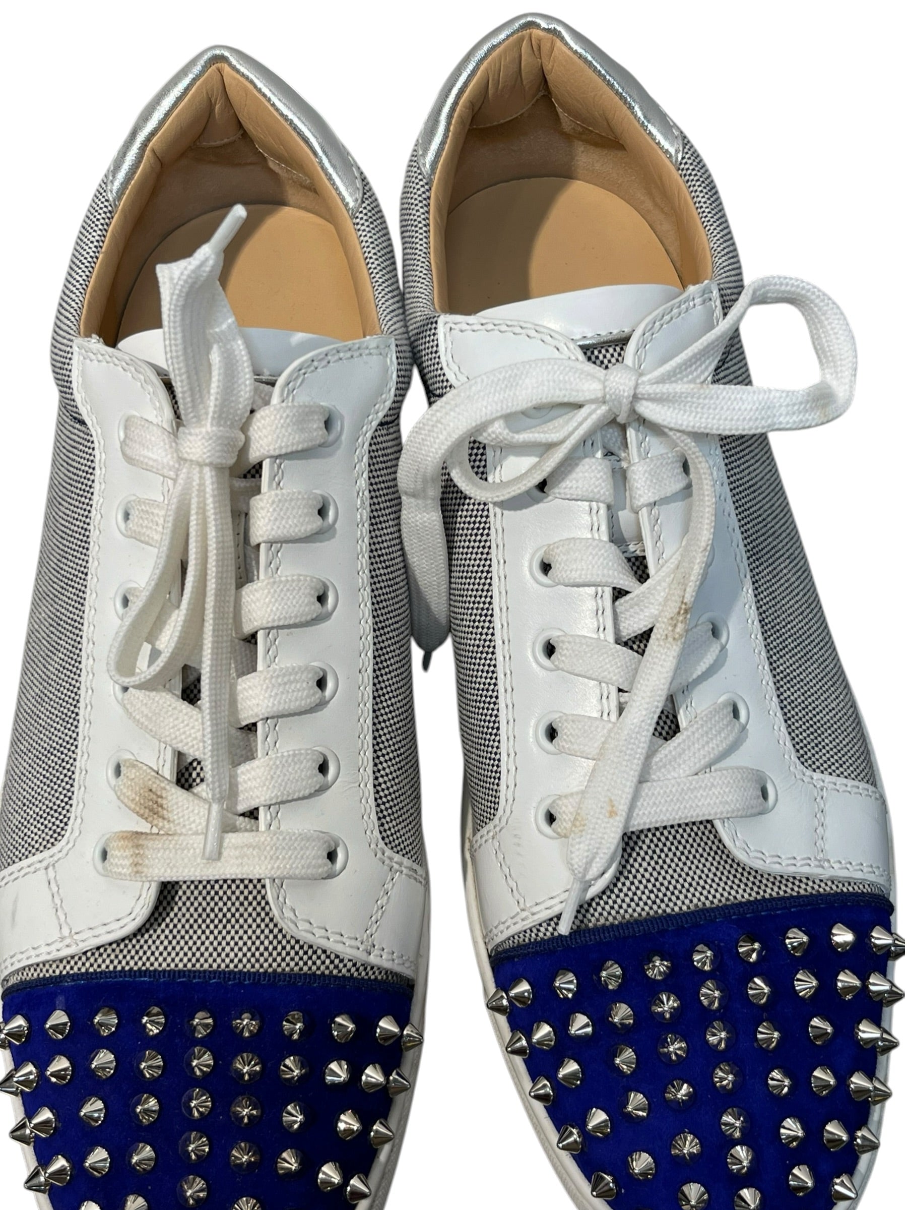Christian Louboutin/Low-Sneakers/US 11.5/Border/Cotton/NVY/seavaste spikes orlato flat view 5
