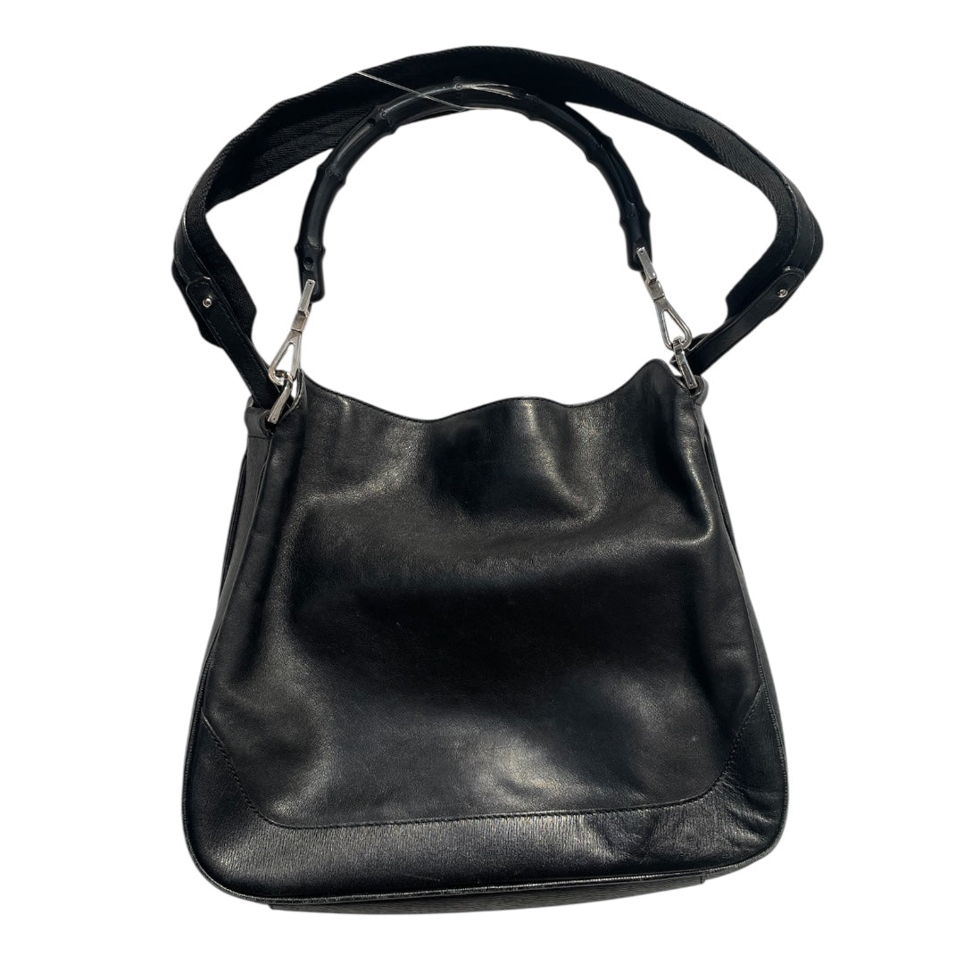 GUCCI/Cross Body Bag/Leather/BLK/bamboo handle crossbody view 2