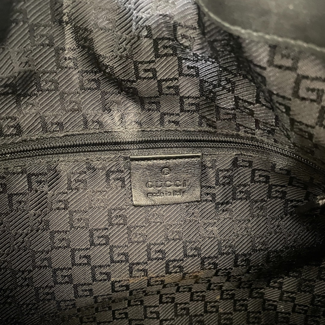 GUCCI/Cross Body Bag/Leather/BLK/bamboo handle crossbody view 3