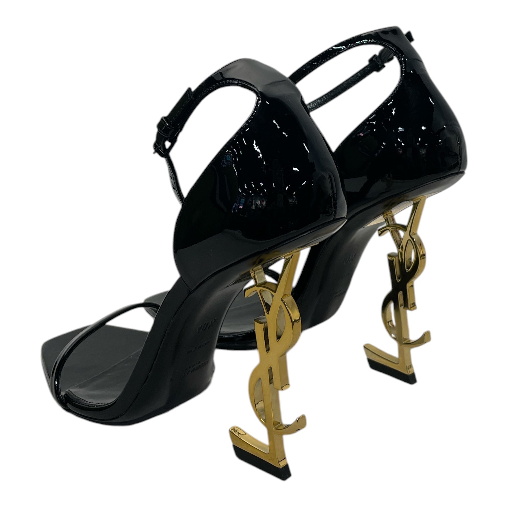 YVES SAINT LAURENT/Heels/EU 40.5/Leather/BLK/GOLD YSL LOGO view 2