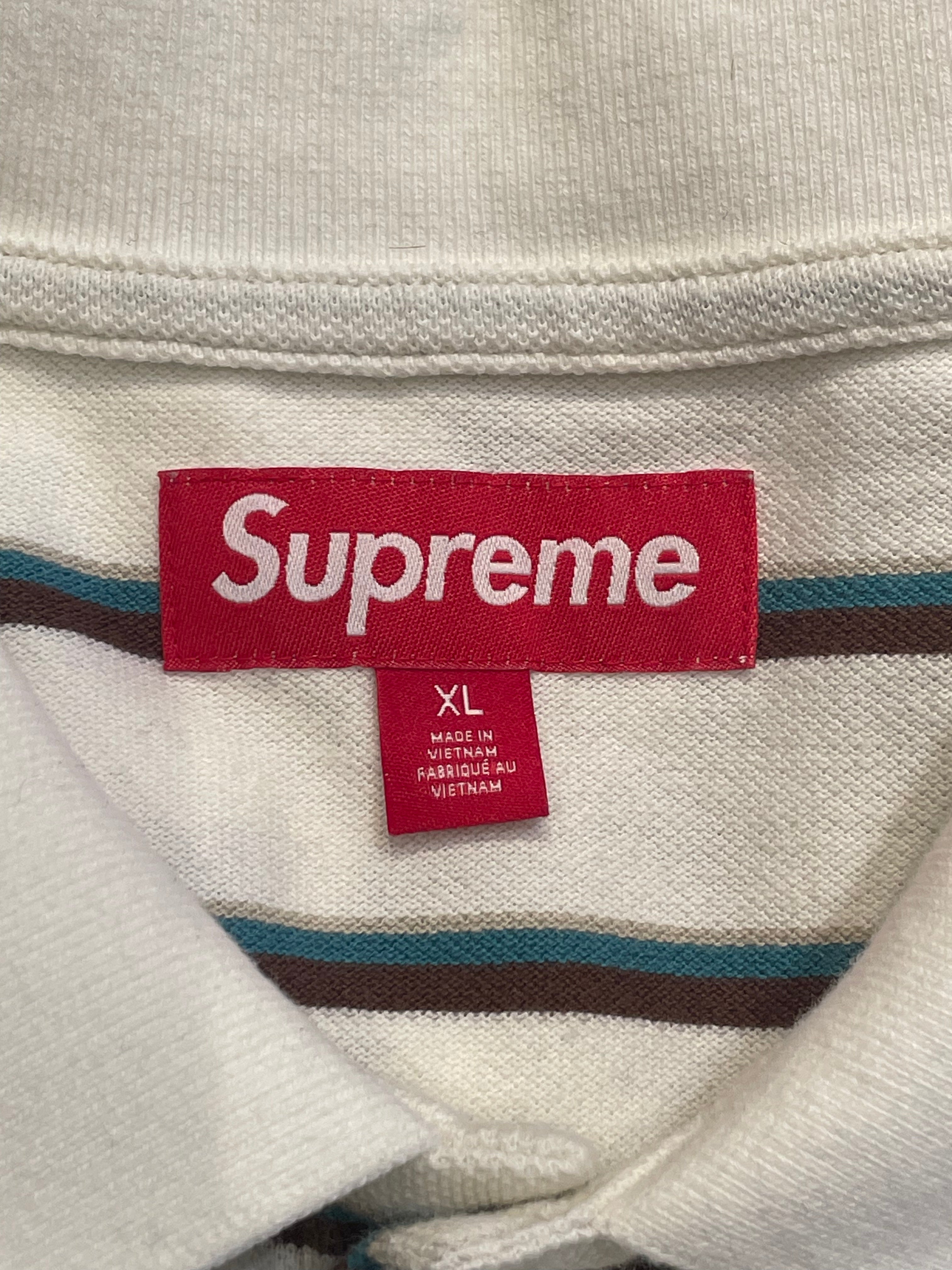 Supreme/Polo Shirt/XL/Cotton/WHT/Stripe/BROWN,TEAL STRIP view 3